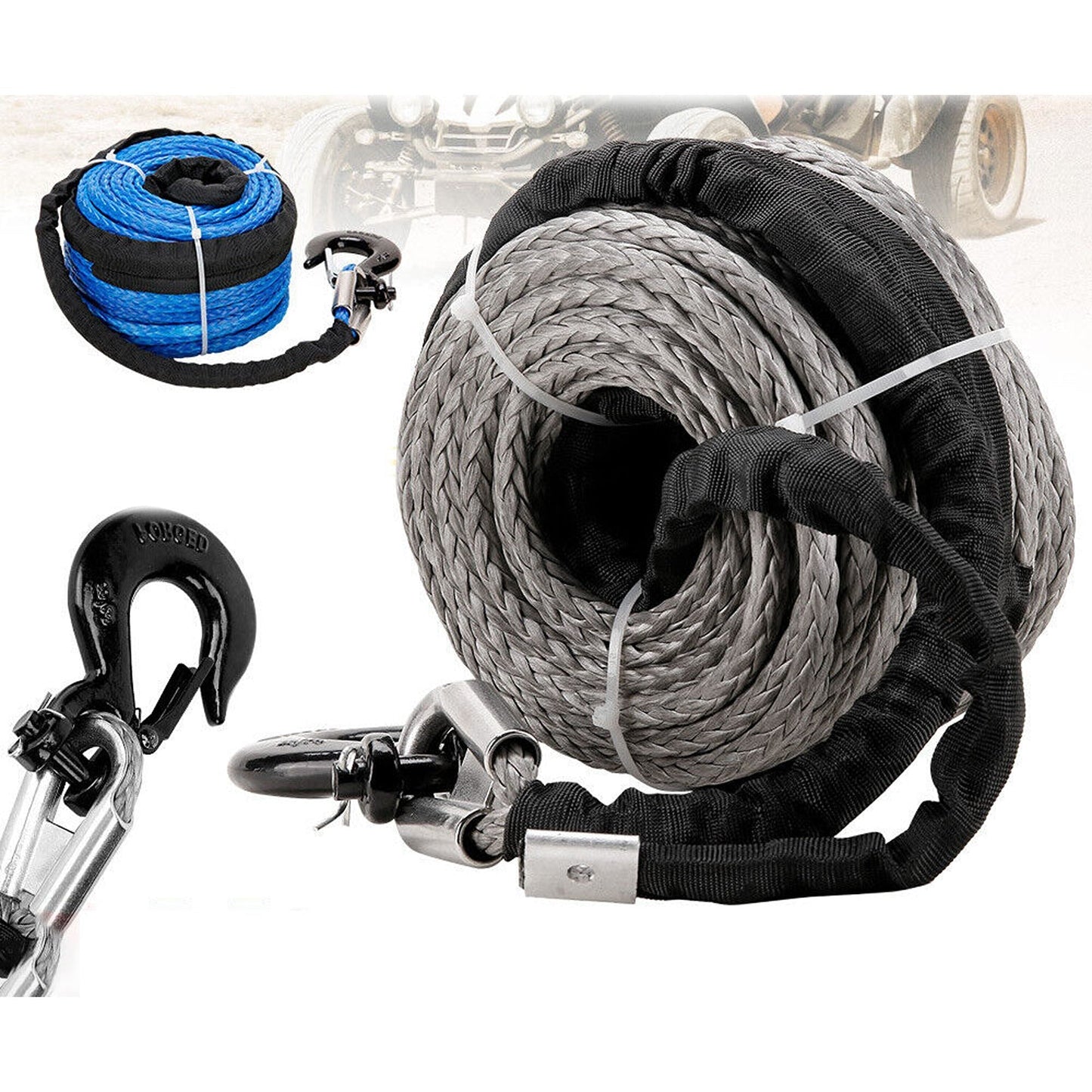 Synthetic Dyneema Winch Rope with Recovery Tow Hook