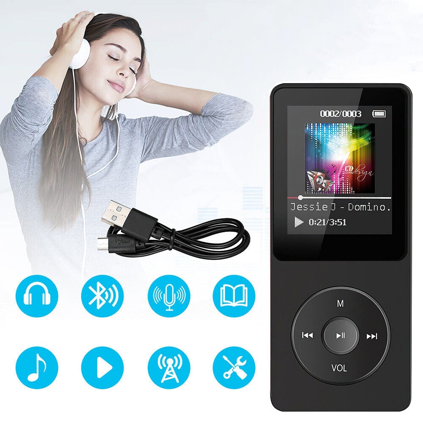 Lossless Music MP3 MP4 Player with LCD Video Media FM Radio