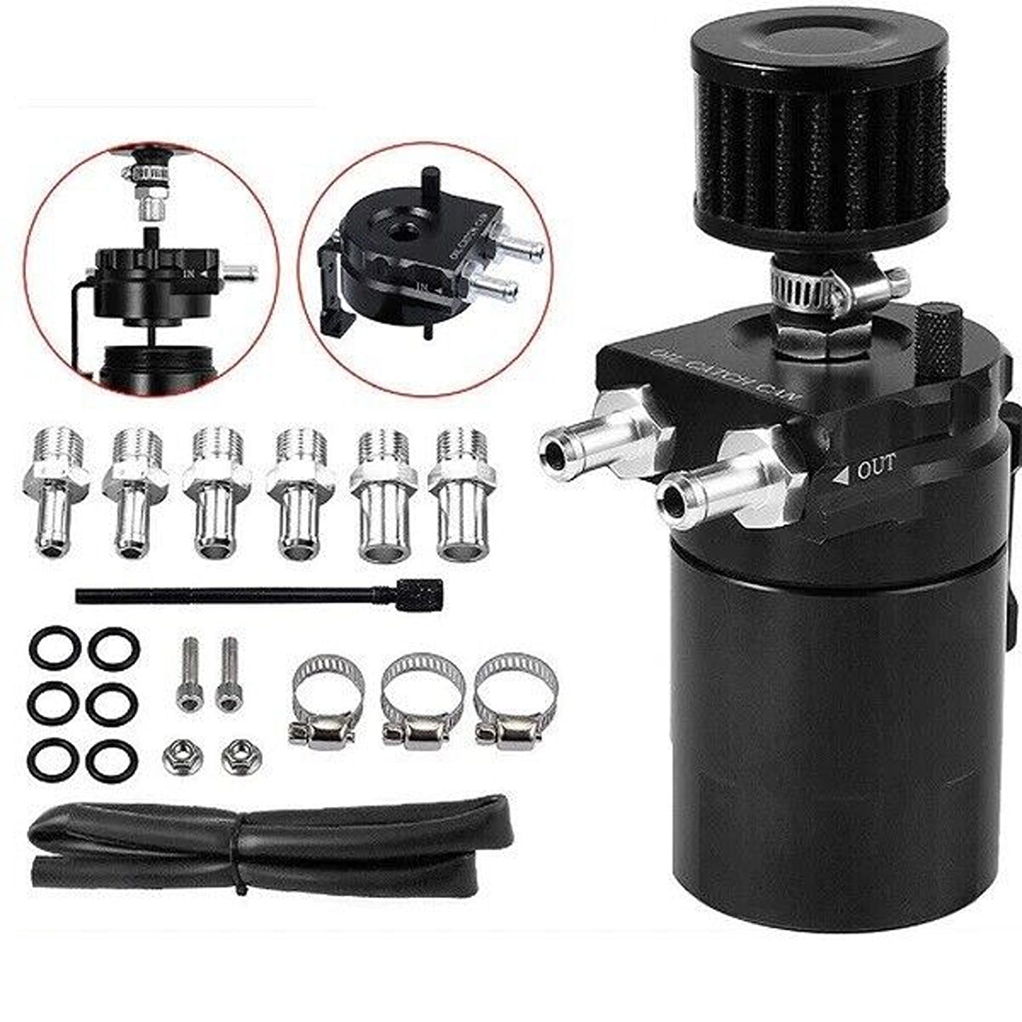 Universal Oil Catch Can with Filter for Petrol Diesel Engines