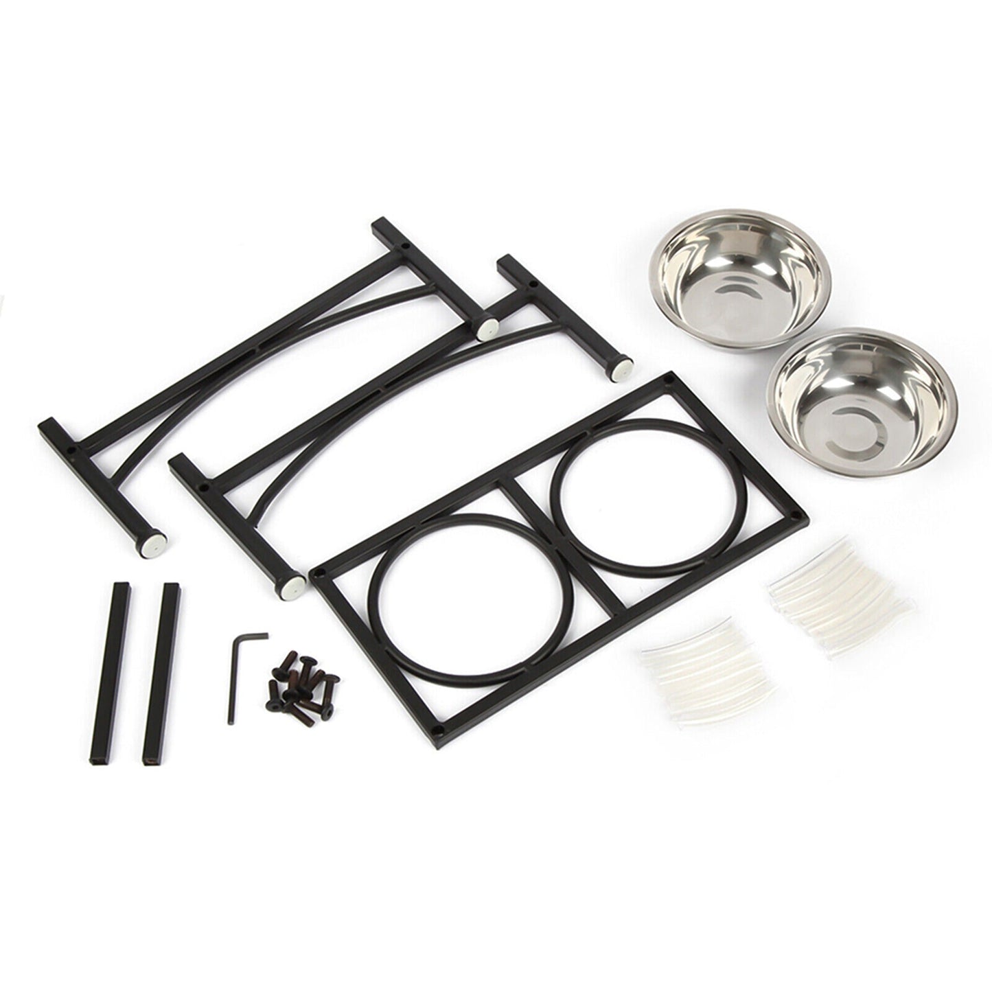 Raised Dual Pet Feeder with Stainless Steel Bowls for Dogs and Puppies