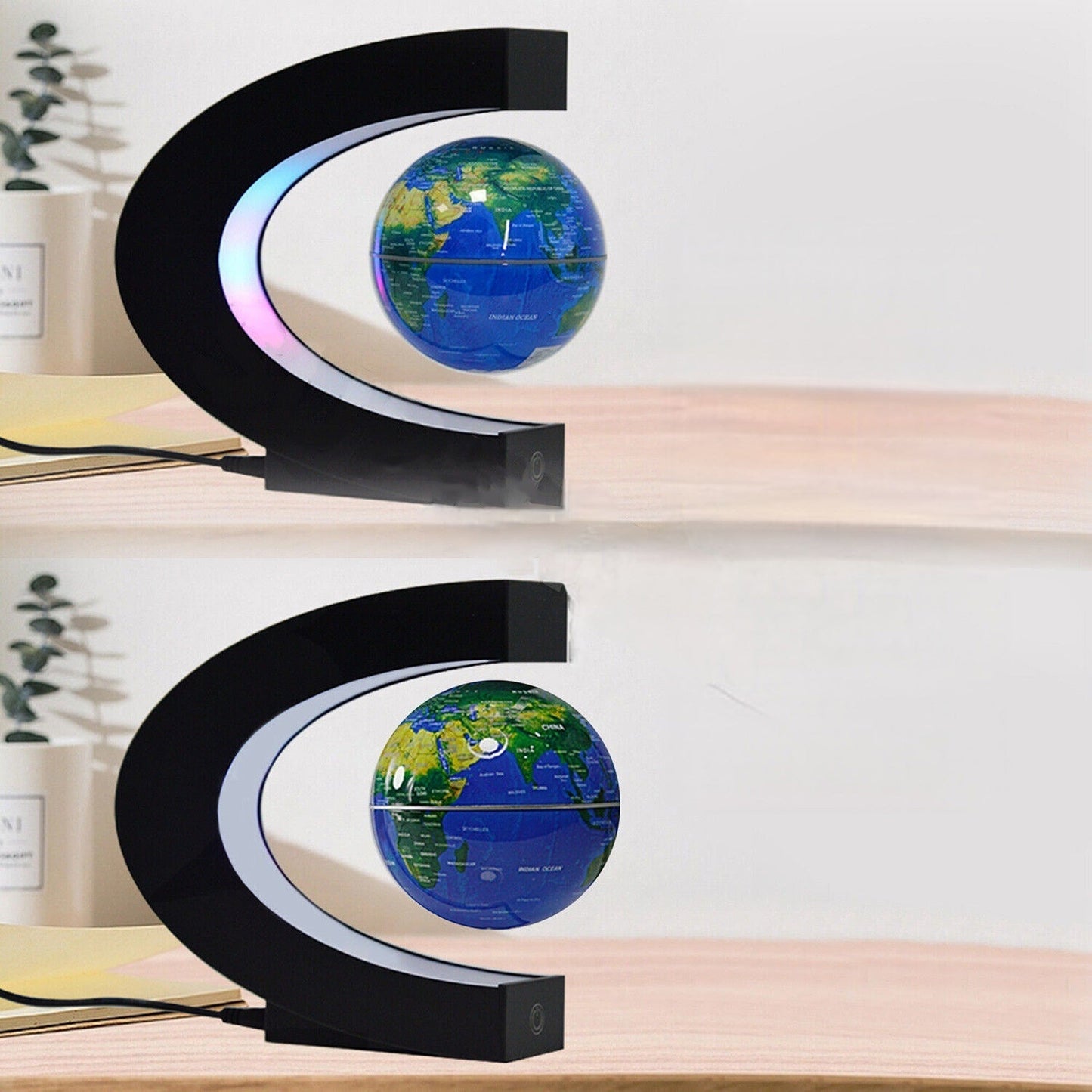 Floating Globe with Magnetic Levitation and LED Touch Lighting