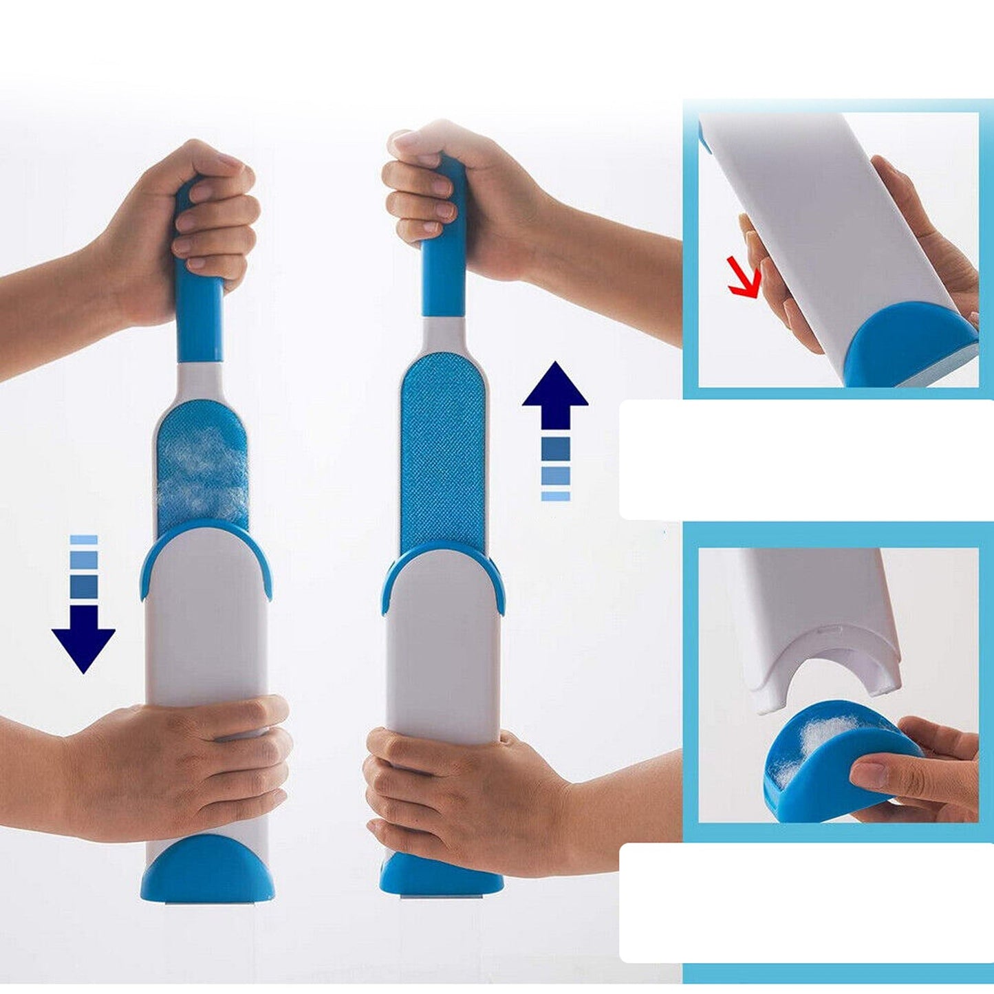 Double Sided Pet Hair Lint Remover Brush with Self Cleaning Base