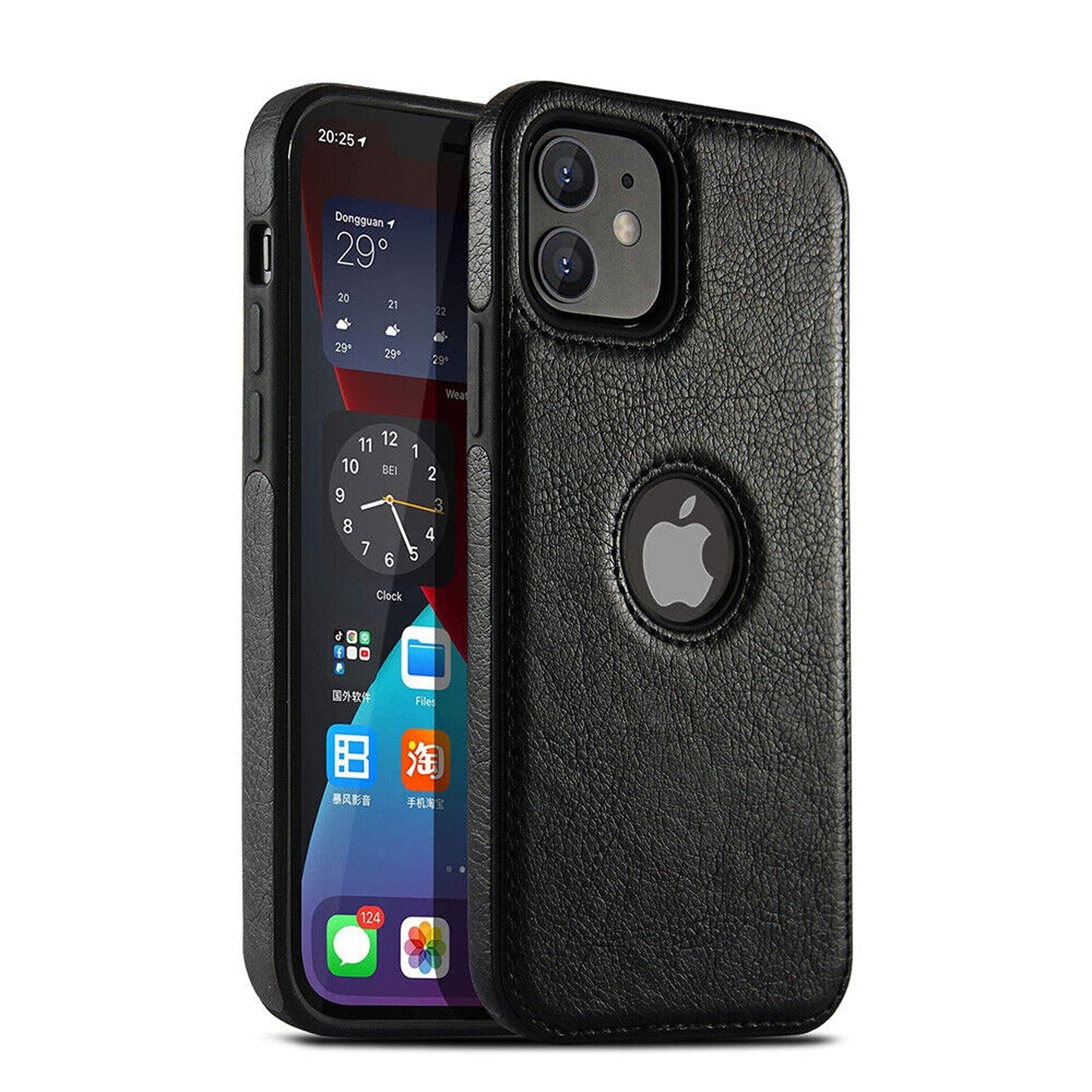 Black Luxury Leather Phone Case for iPhone 13 12 11 Pro Max Mini XR X XS MAX 8 7 Plus