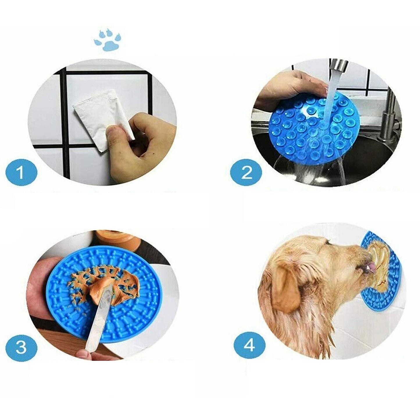 Dog Bath Slow Feeder Lick Pad Grooming Suction Mat for Showers
