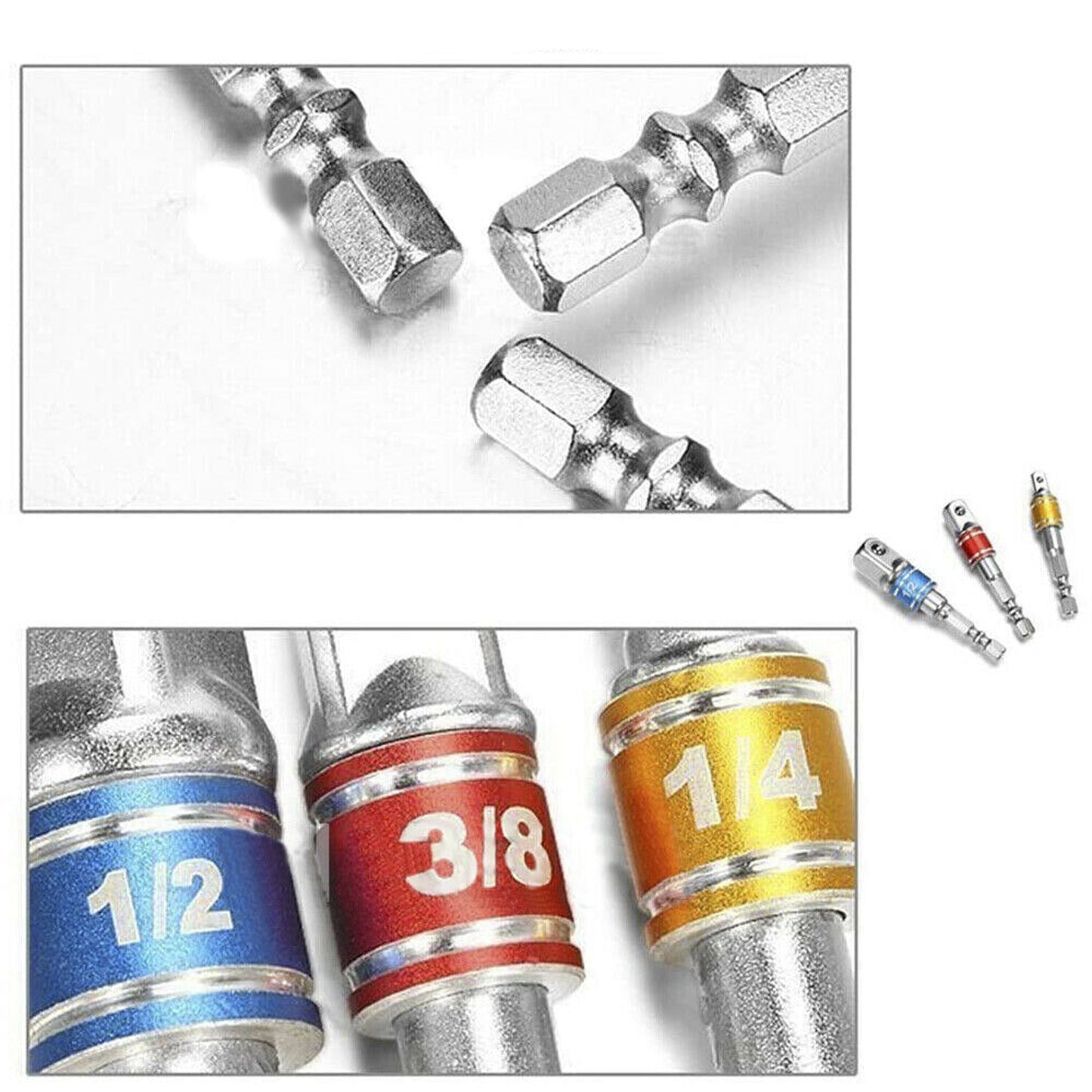 3pcs Impact Driver Socket Adaptor Set Hex Shank Drill Bits