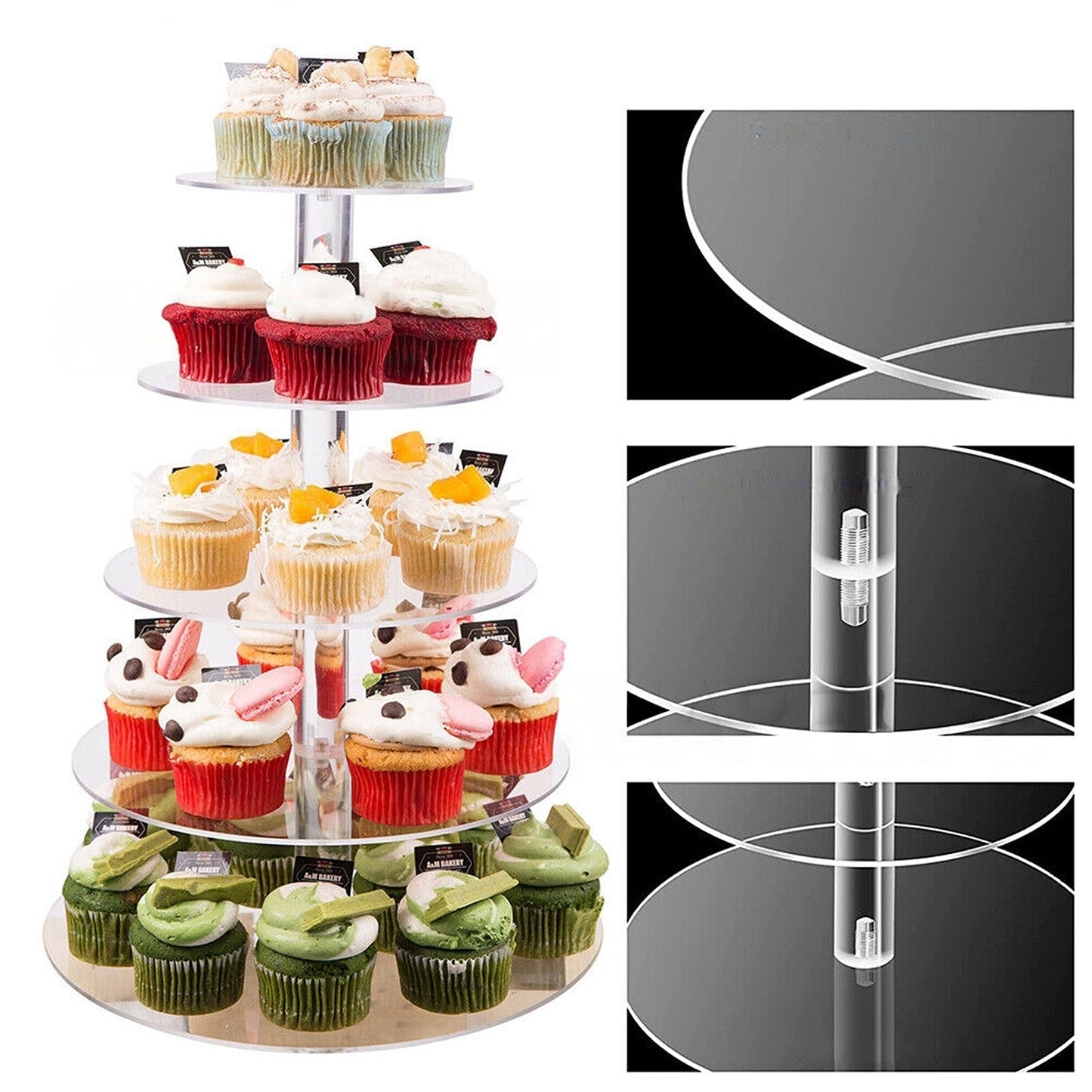Acrylic 5-Tier Round Cupcake Stand Birthday Wedding Cake Holder