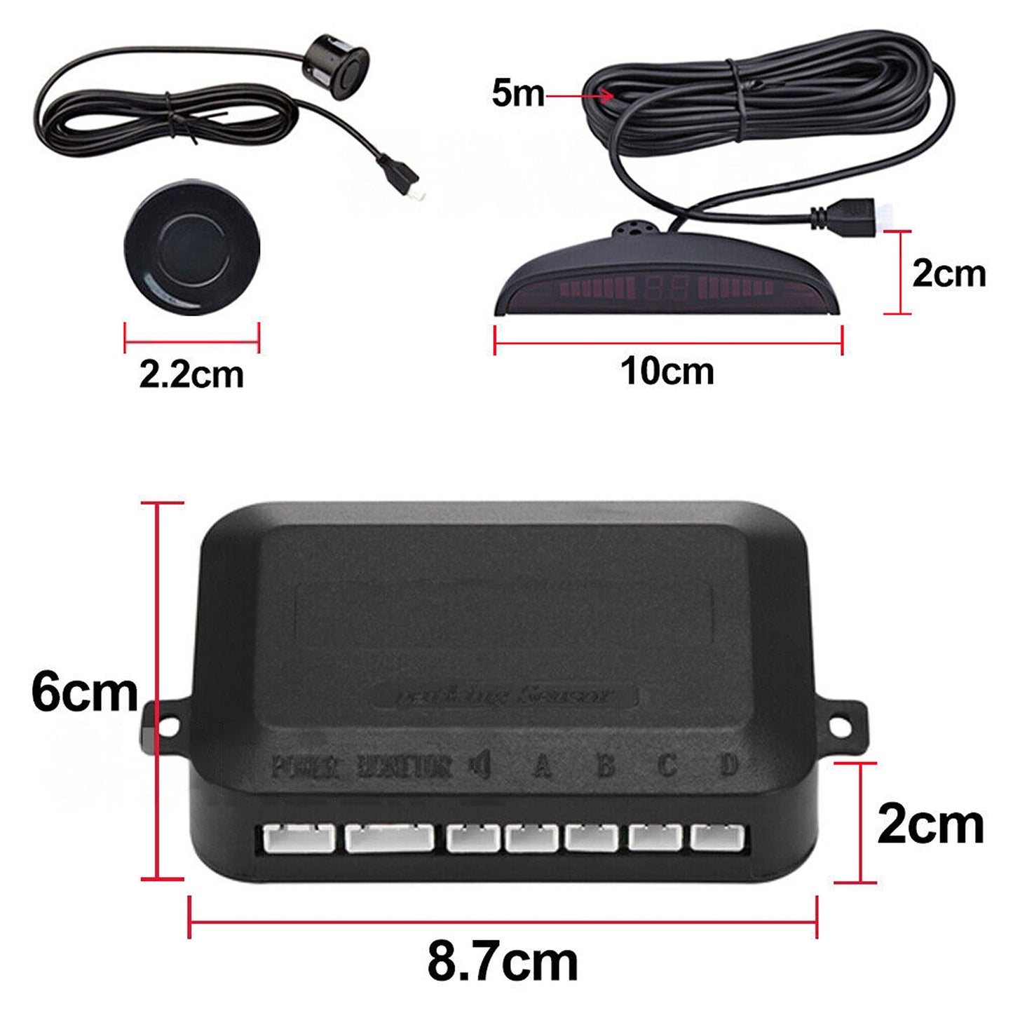 Vehicle Parking Sensor System with Reversing Radar 4 Sensor Buzzer Alarm