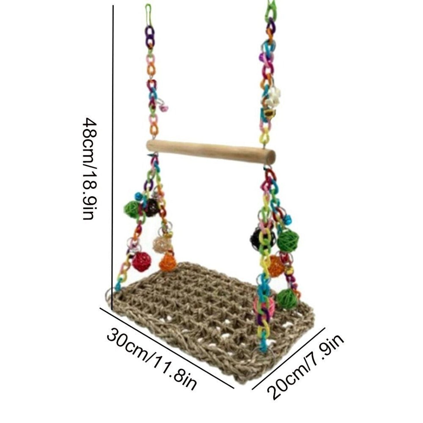 Hanging Bird Climbing Net and Swing Parrot Perch Toy Hammock