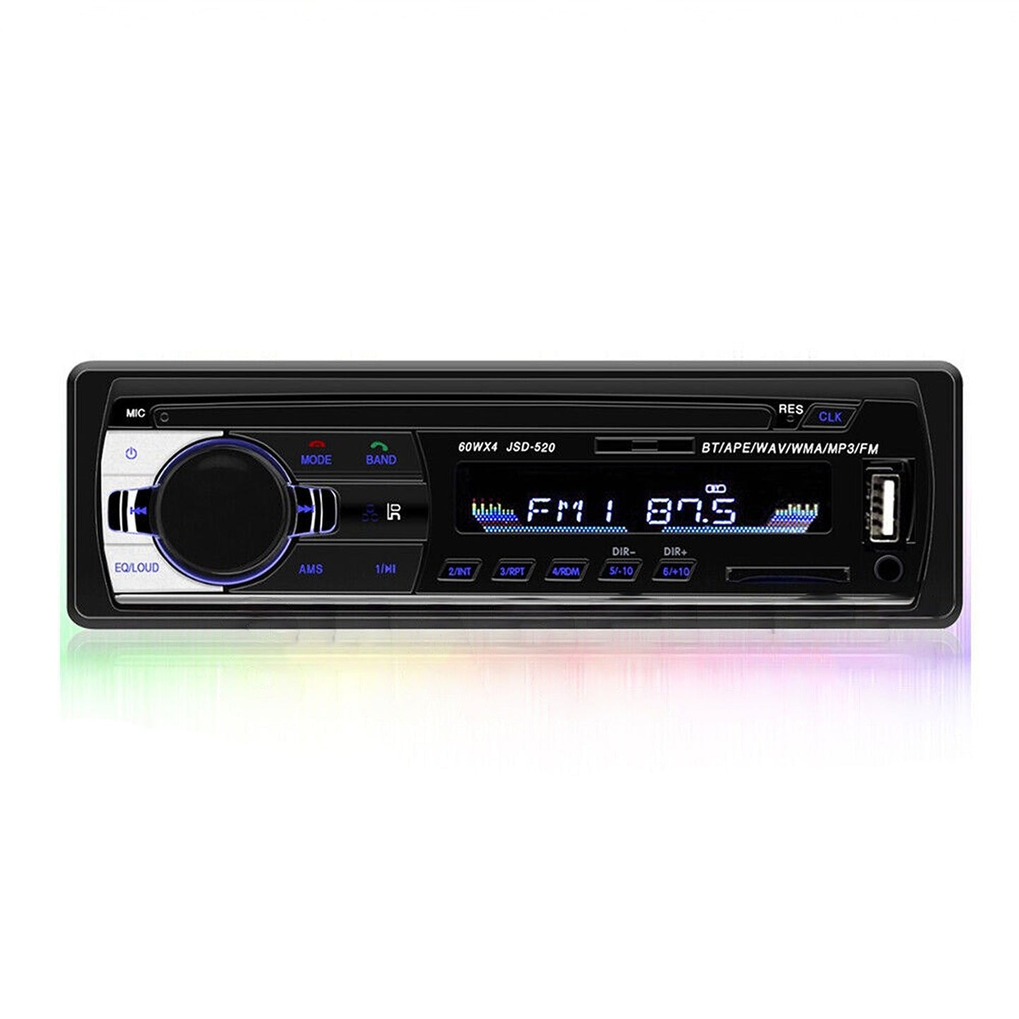 1Din Car Stereo with Bluetooth FM MP3 USB SD AUX Audio Player