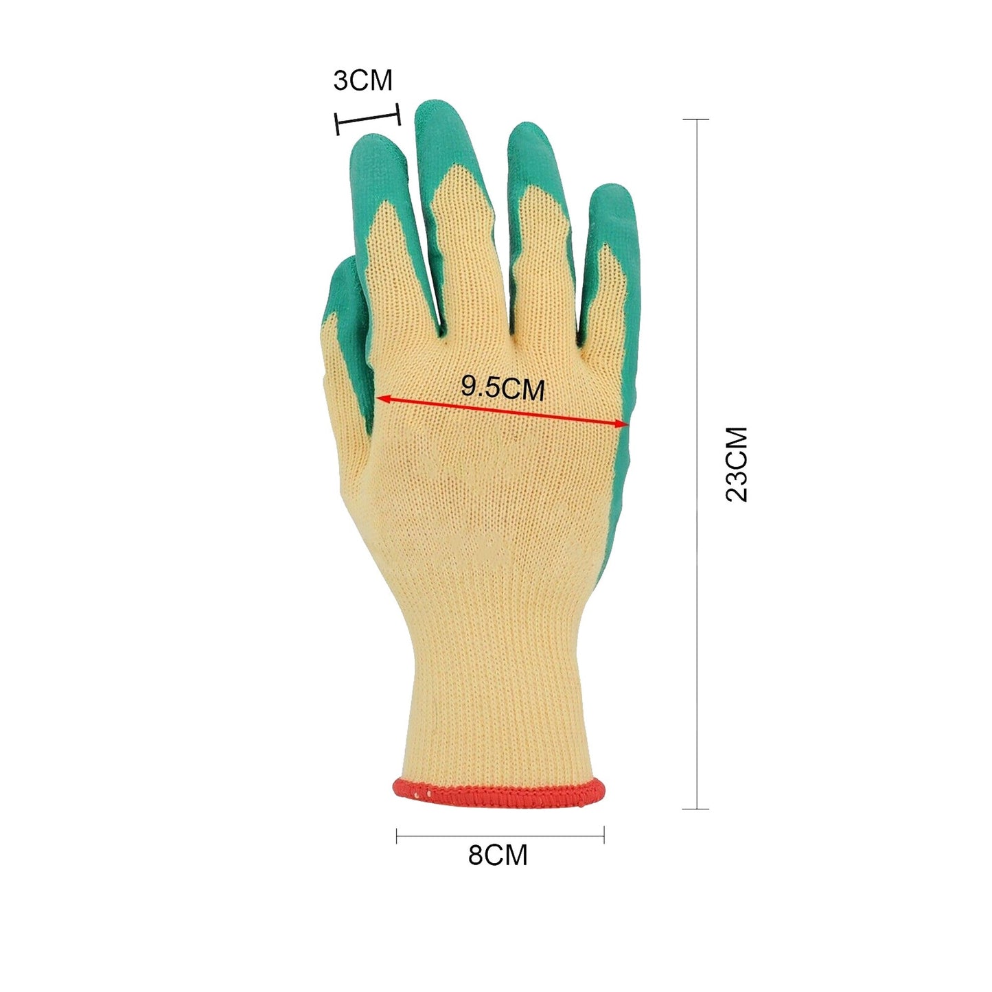 12 Pairs Non Slip Heavy Duty Rubber Coated Cotton Knit Work Gloves