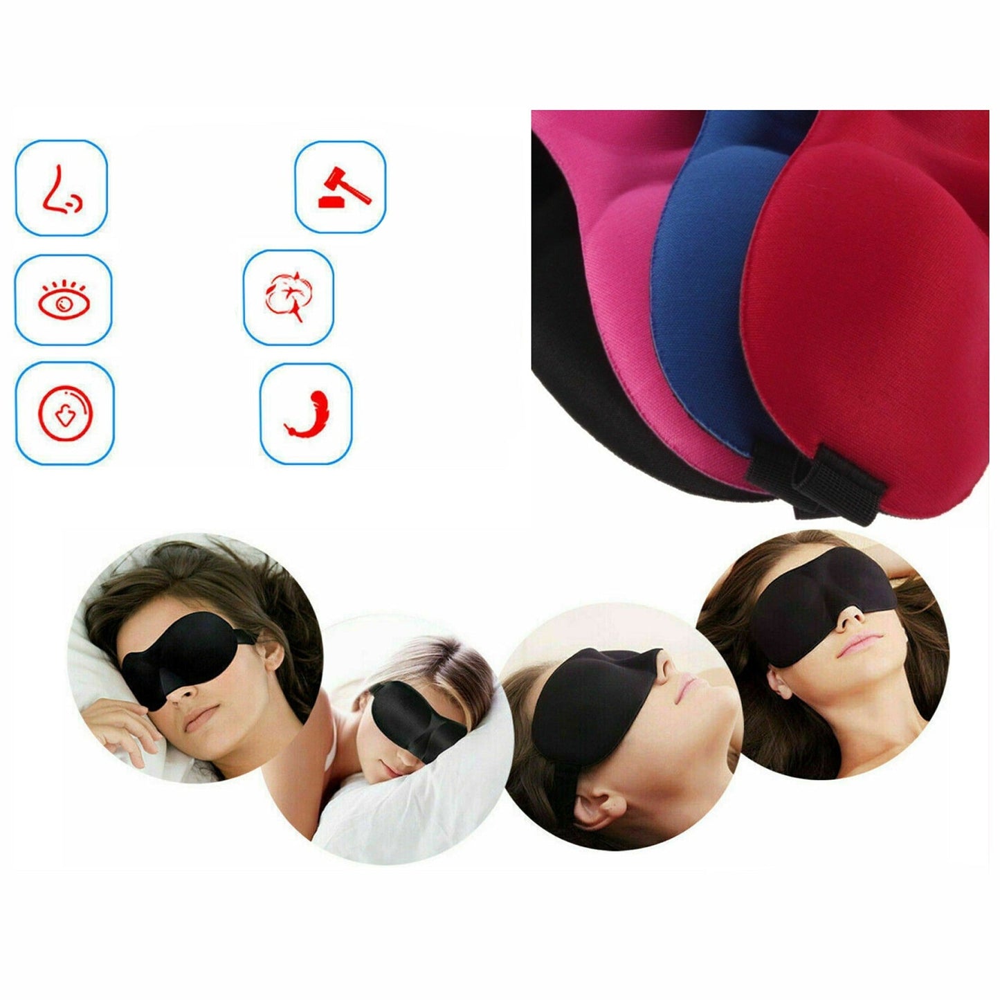 4pcs Memory Foam Sleep Mask Soft Padded Eye Shade for Travel