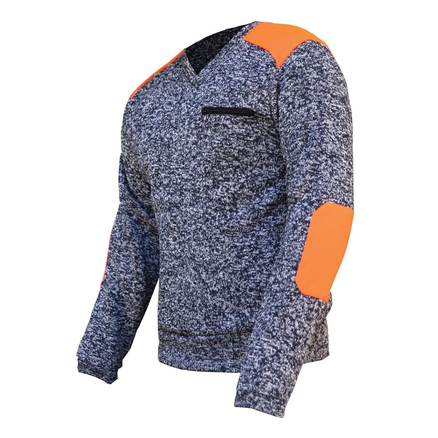 Navy Orange Panel Zip Marble Body Work Jumper with Chest Pocket
