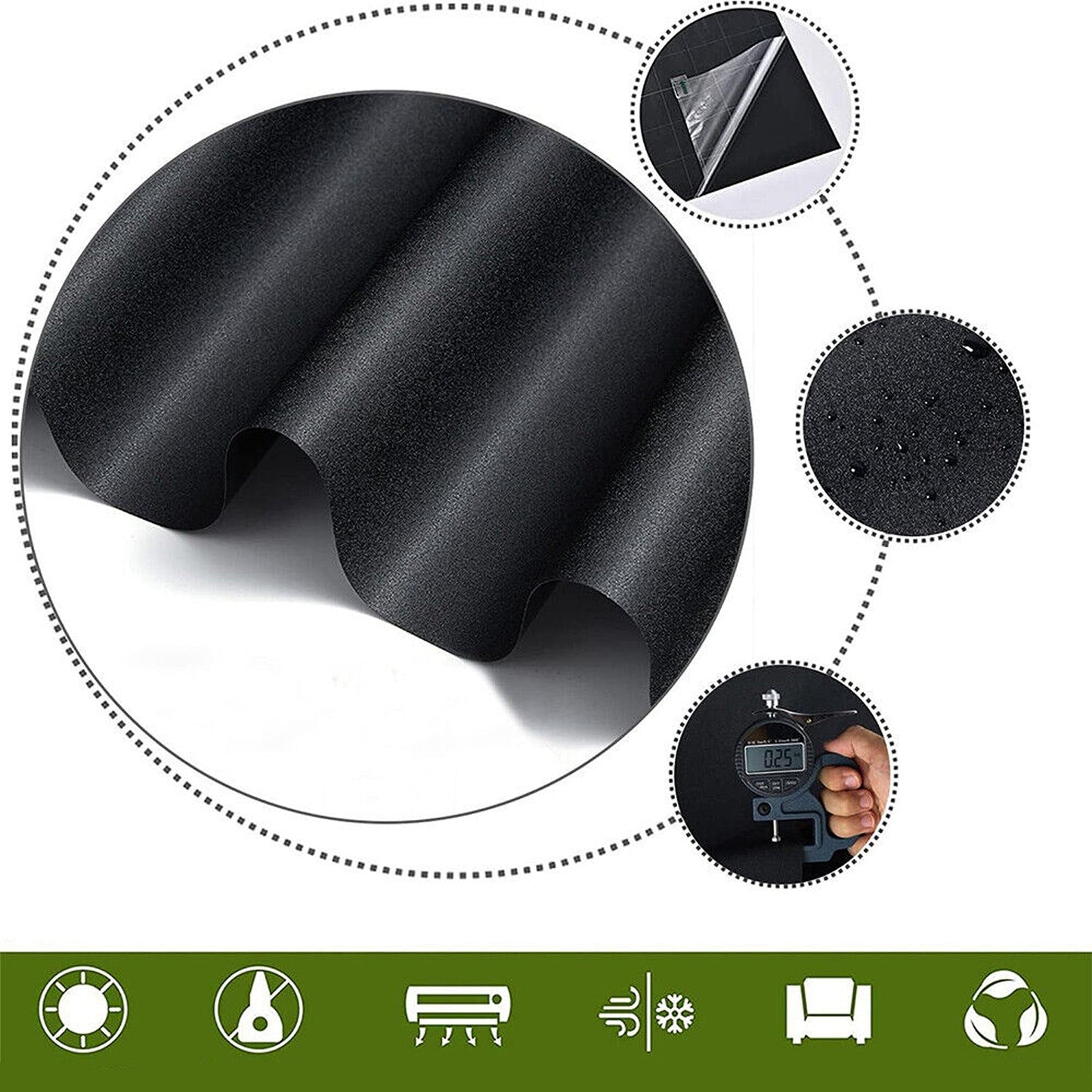 33ft Reusable Black UV Protection Privacy Window Film