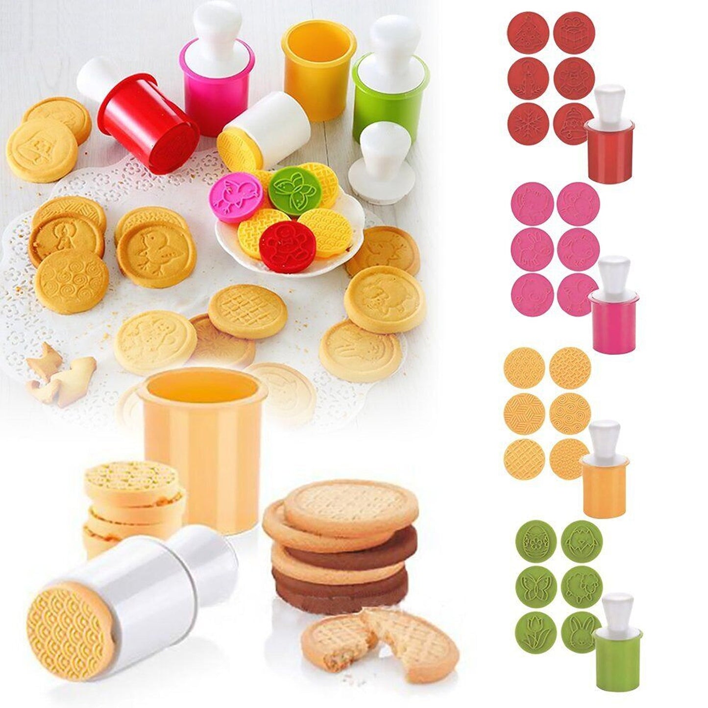 6pcs Christmas Cookie Stamp Set with Interchangeable Patterns