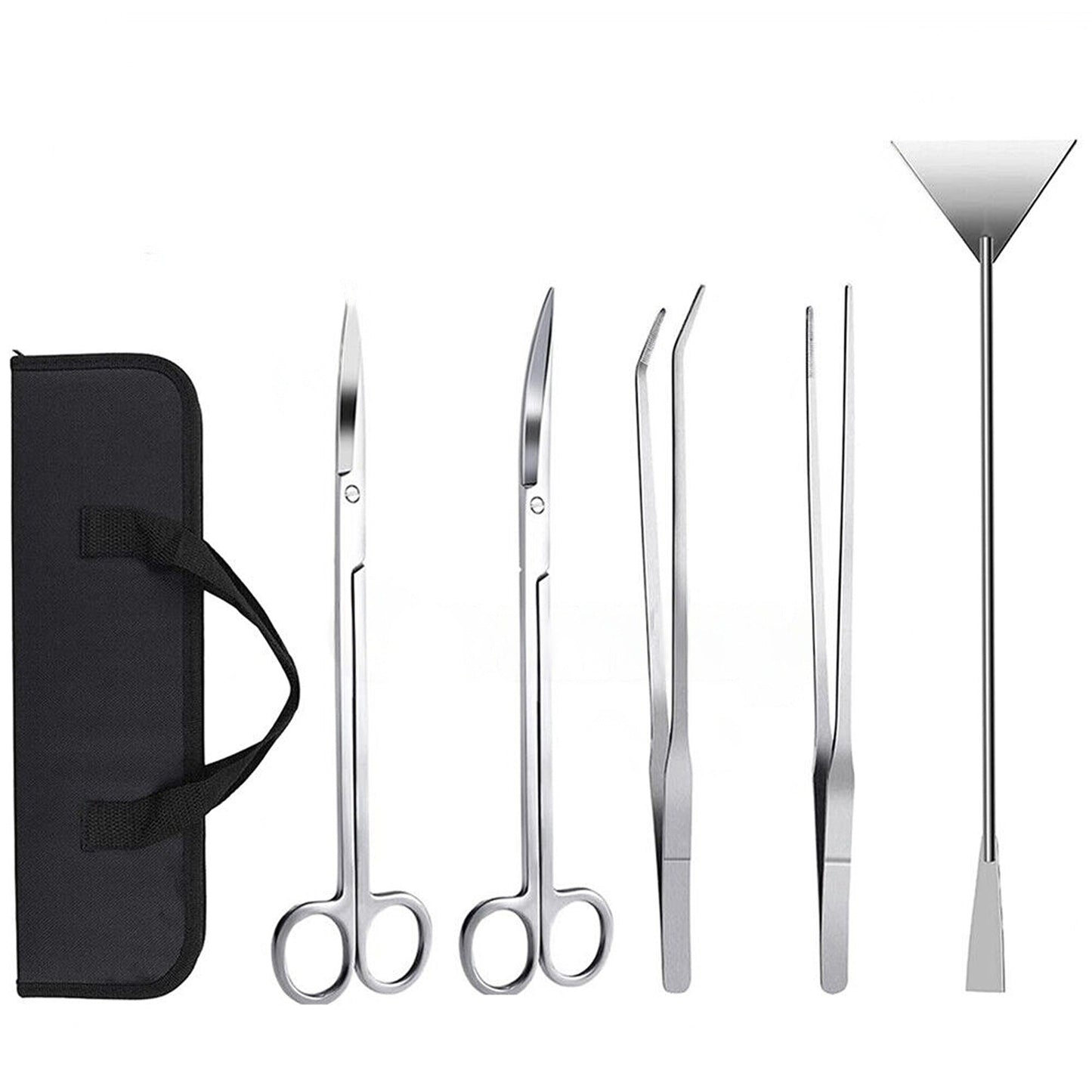 5pcs Aquarium Maintenance Tool Kit Stainless Steel Plant Tweezers Scissors Set