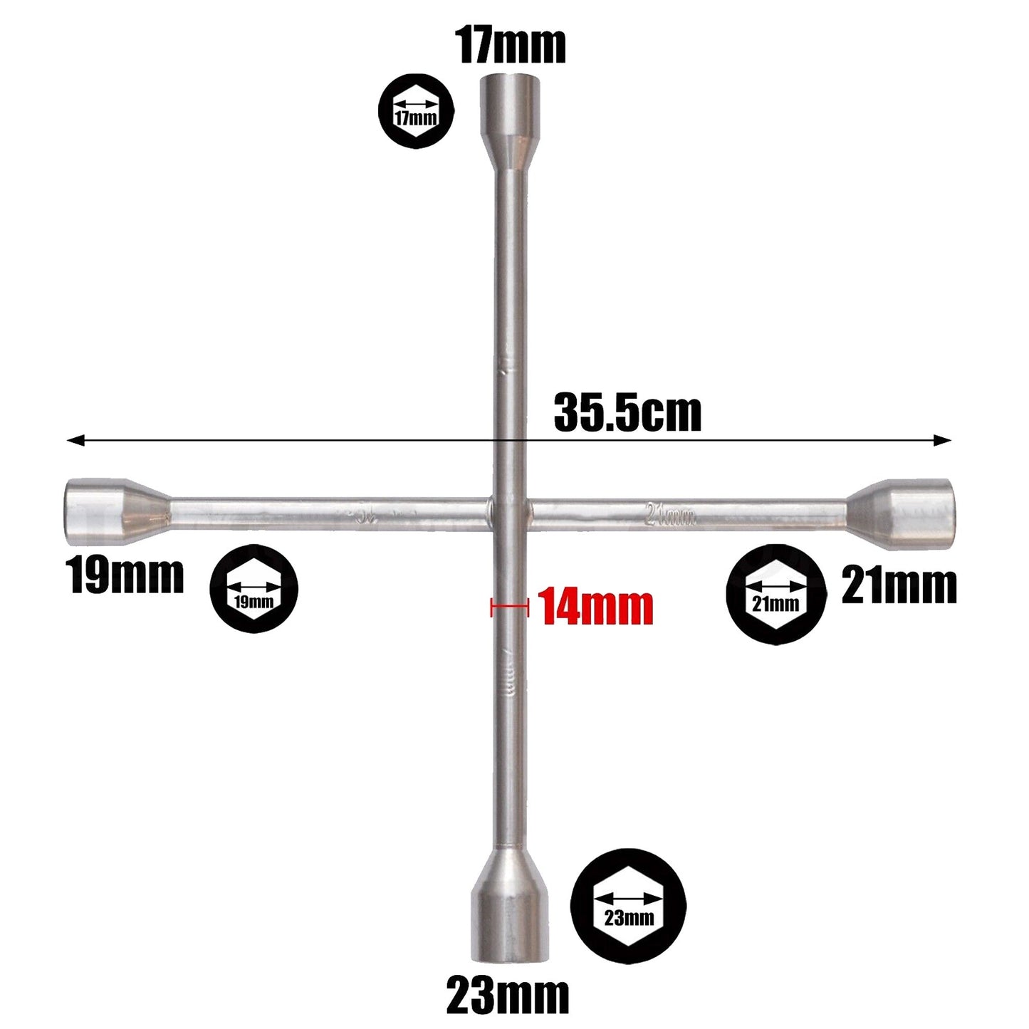 4 Way Wheel Brace Tyre Cross Nut Wrench for Cars