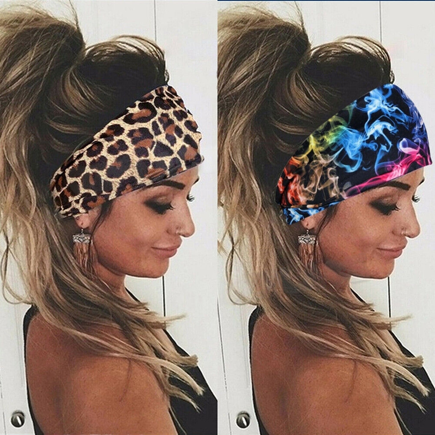 Wide Turban Elastic Bandana Women Yoga Sports Head Wrap