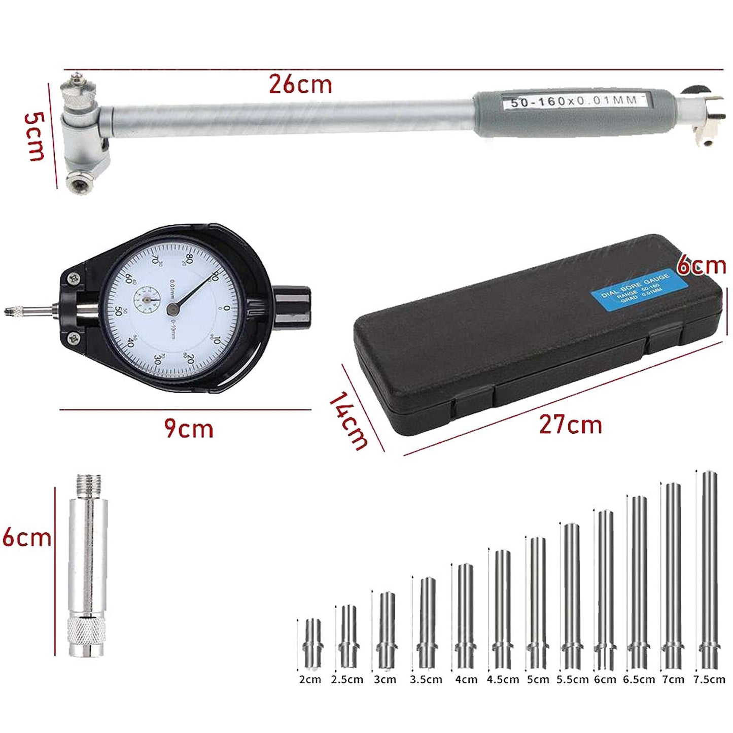 Engine Cylinder Measurement Tool Dial Bore Gauge 50-160mm Precision