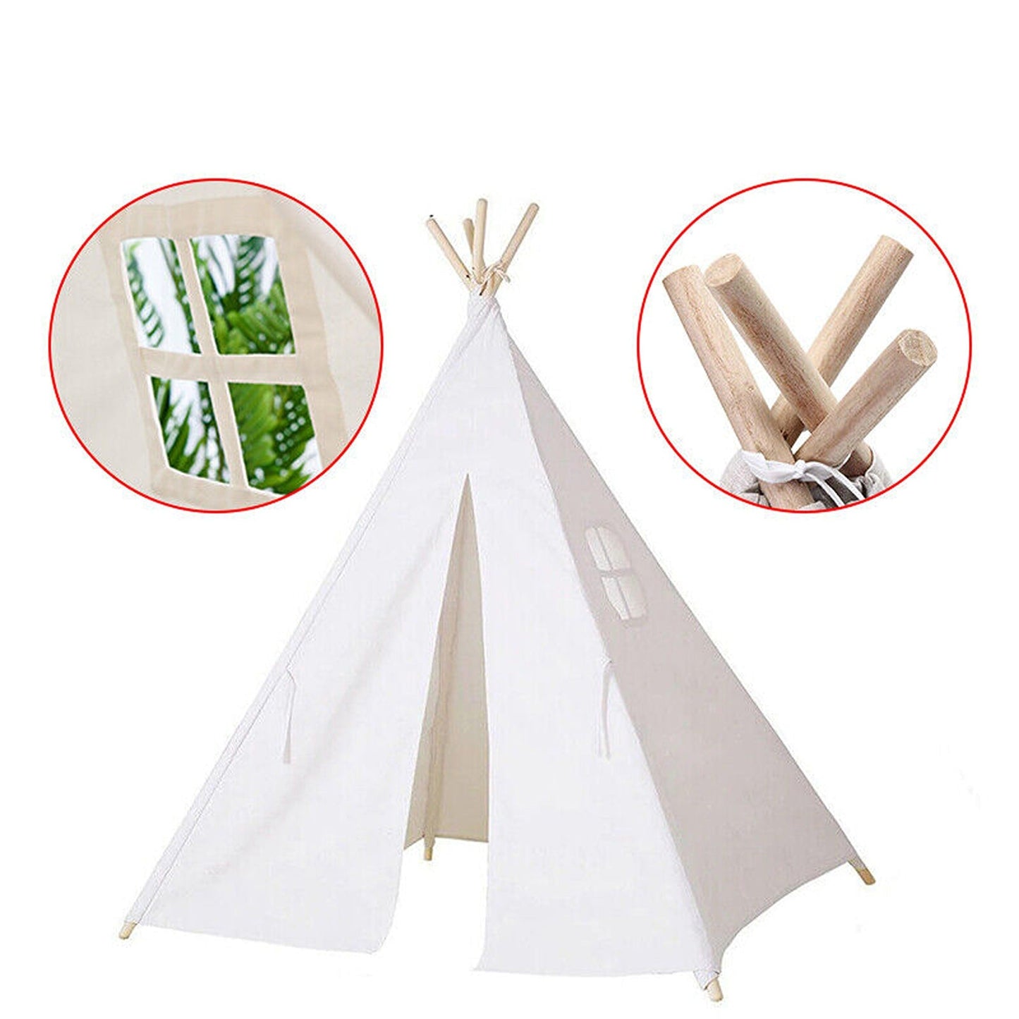 Cotton Canvas Large Teepee Tent Play House Wigwam Kids