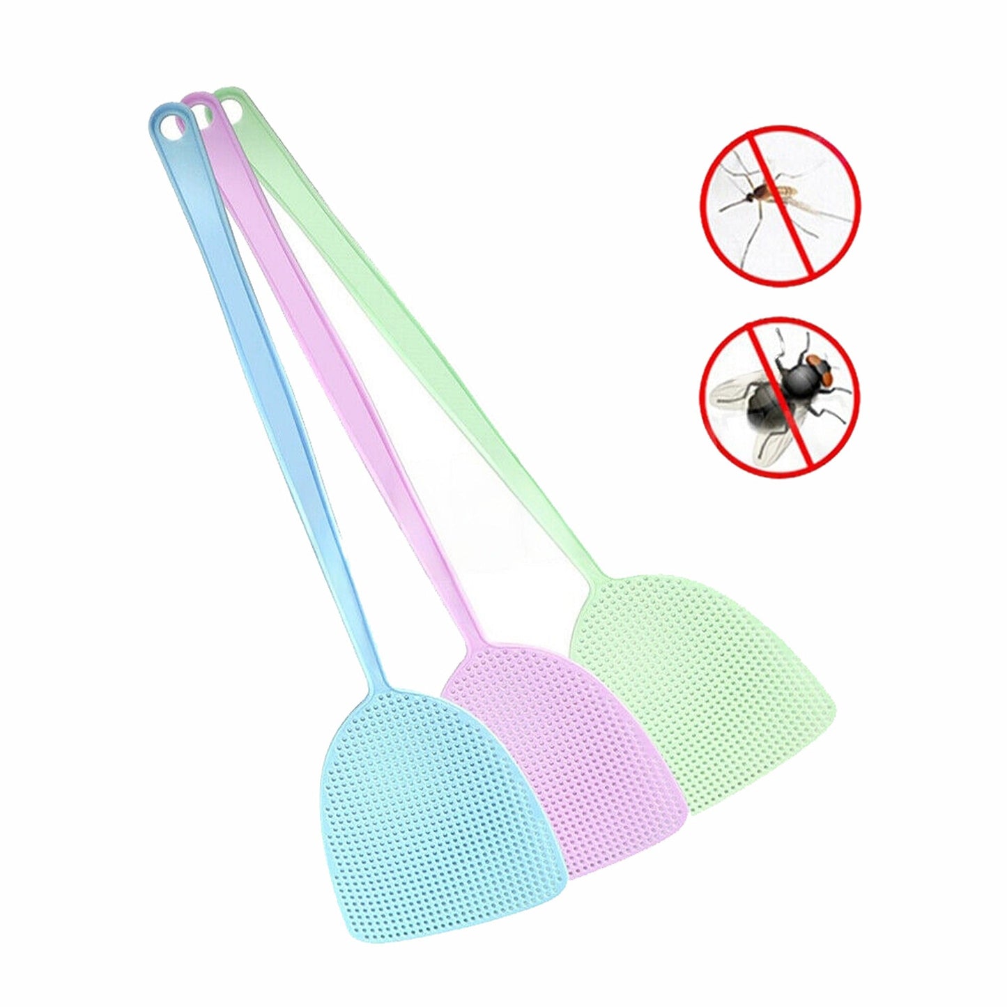 6pcs Manual Fly Swatter with Long Handle Plastic Pest Control Assorted