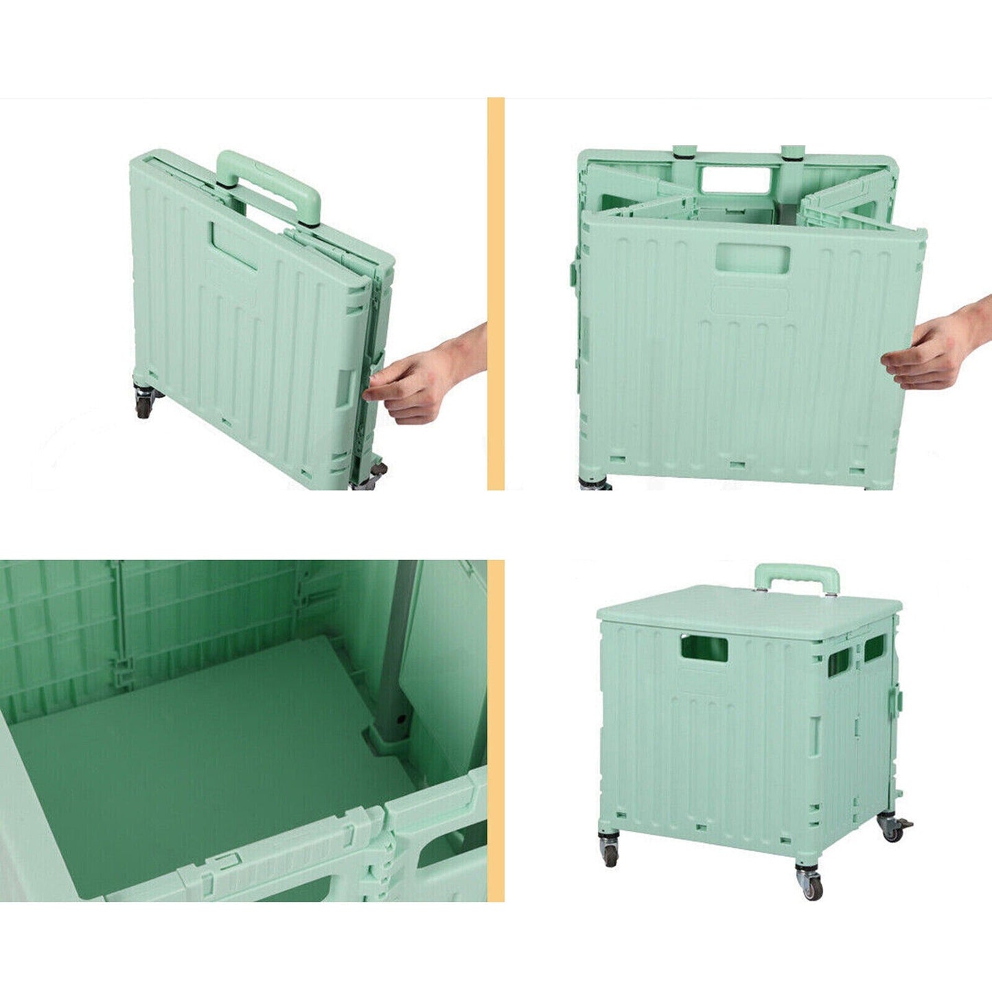 Foldable Grocery Shopping Trolley with 360 Degree Wheels and Lid