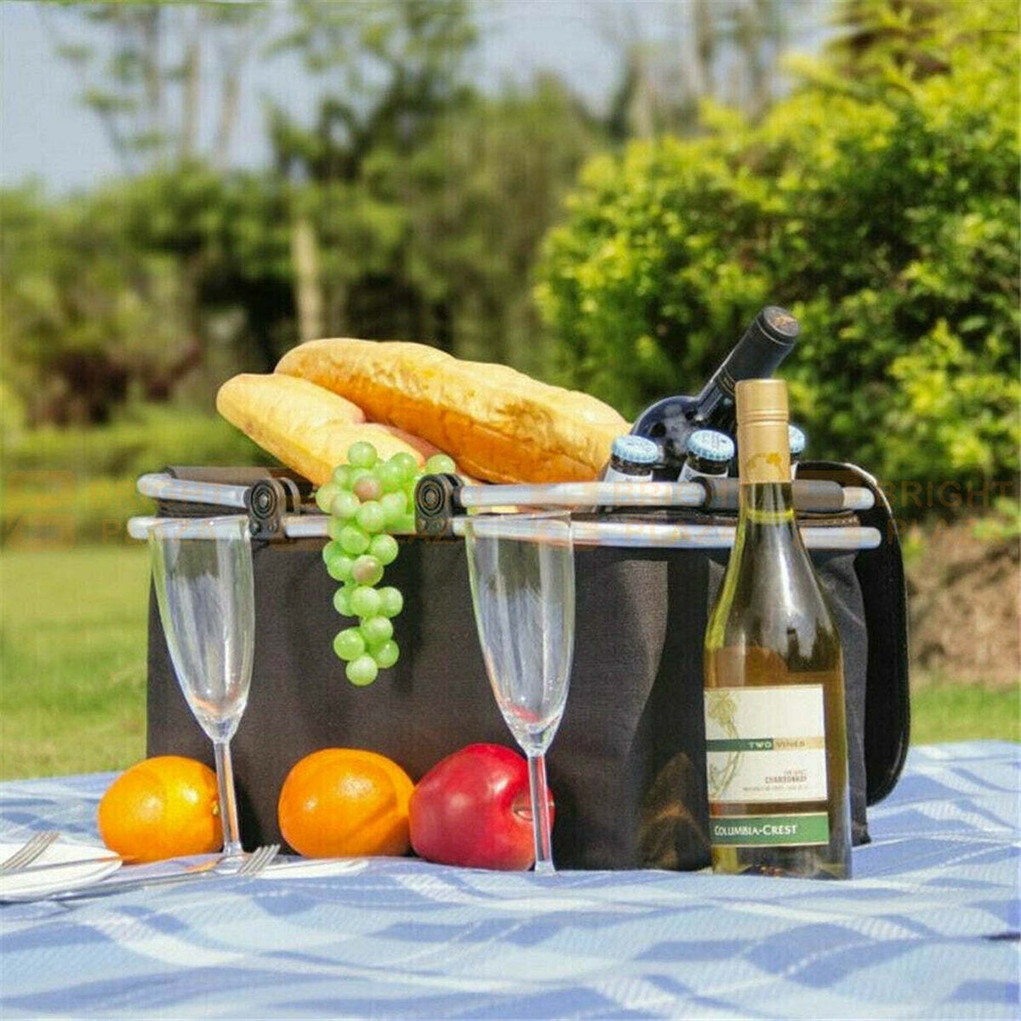 Foldable Insulated Picnic Basket Outdoor Cooler Bag Tote