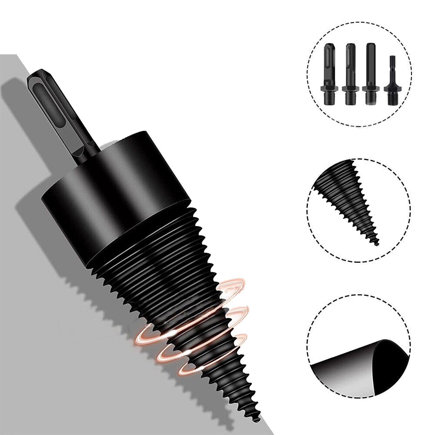 5pcs Wood Splitting Firewood Drill Bit High Speed Twist Splitter Cone