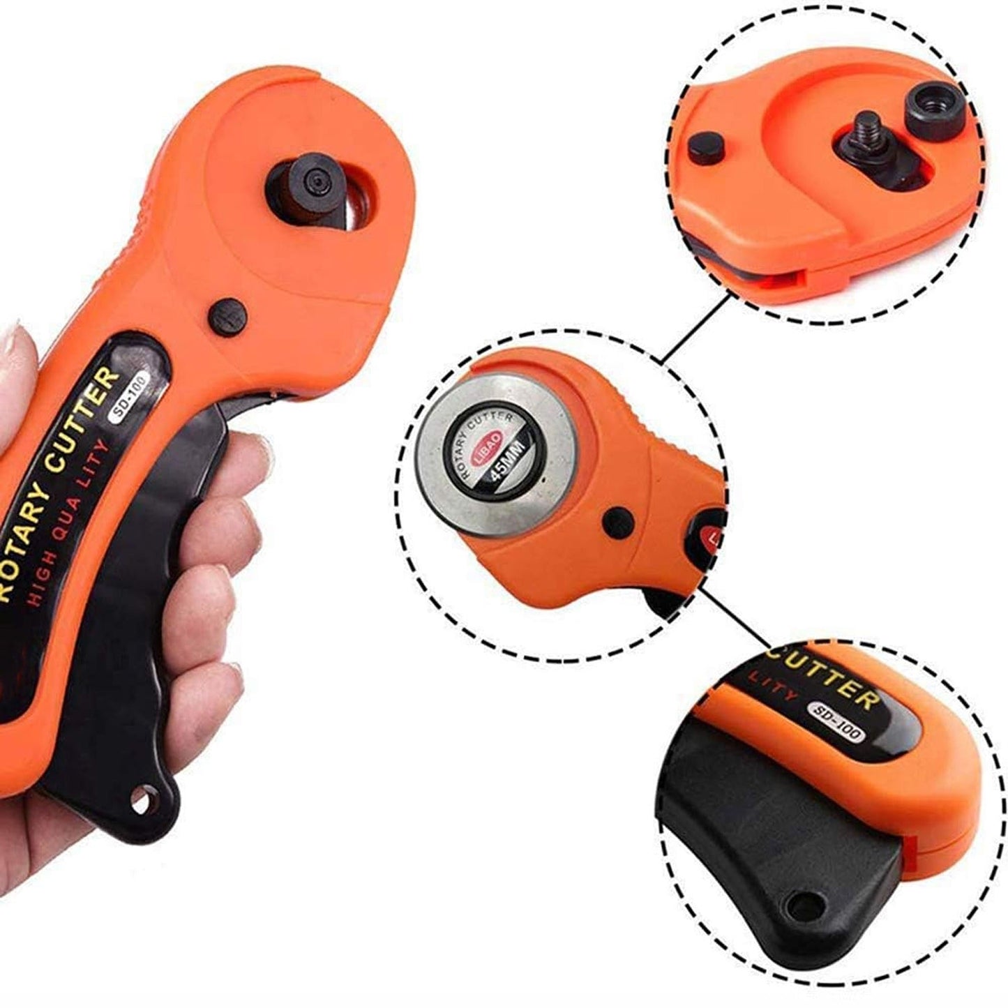 Quilting Fabric Cutting Roller Tool Professional Rotary Cutter with Blades
