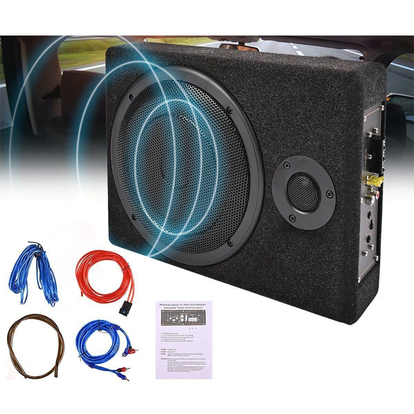 Under-Seat Subwoofer with Built-In Amplifier for Enhanced Car Audio