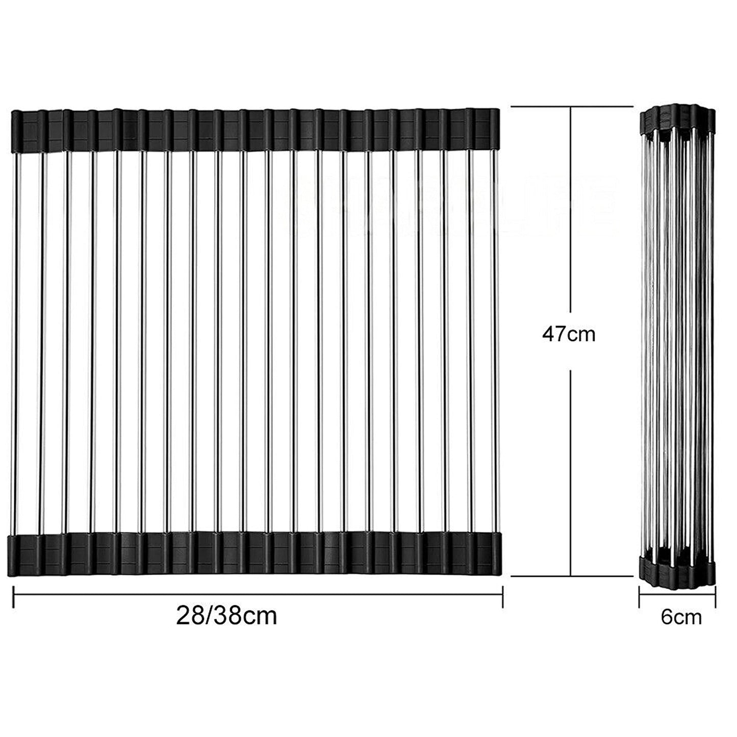 Over Sink Dish Drainer Stainless Steel Roll Up Foldable Rack