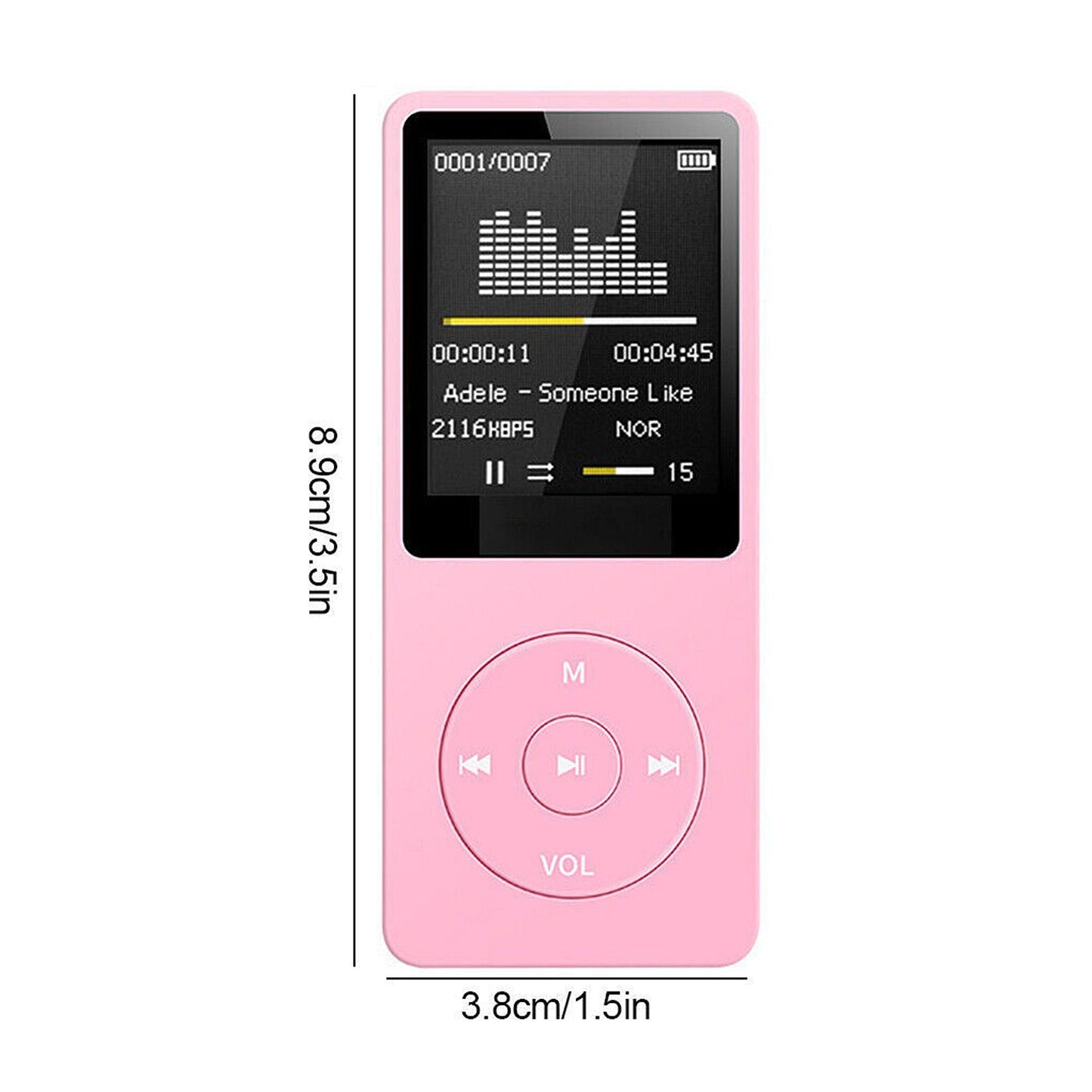 Portable MP3 Music Player with Rechargeable Battery and Audio Adapter