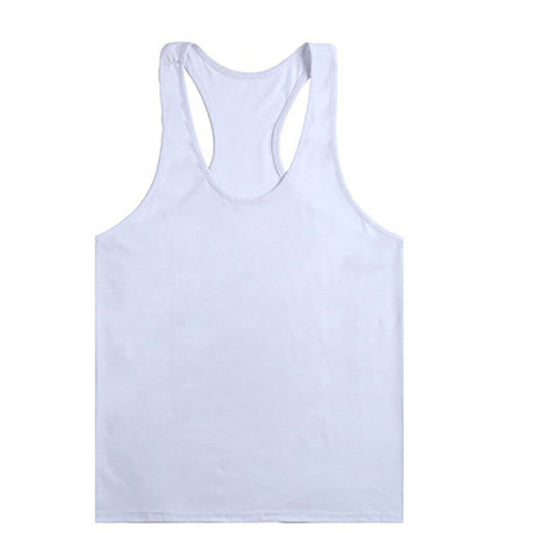 Men’s Cotton Y-Back Bodybuilding Tank Top White