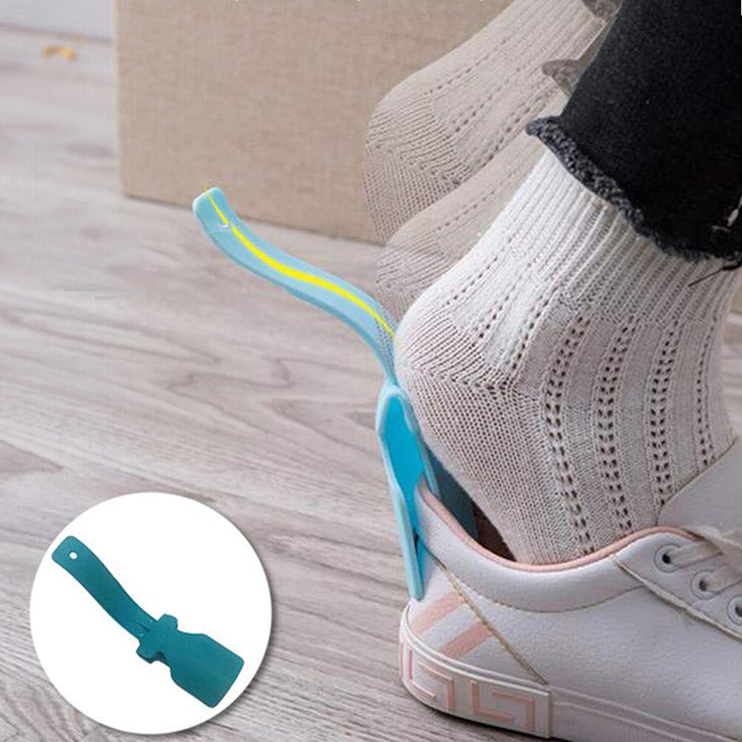 4pcs Easy Shoe Helper Lifting Curve Shoehorn On Off Design