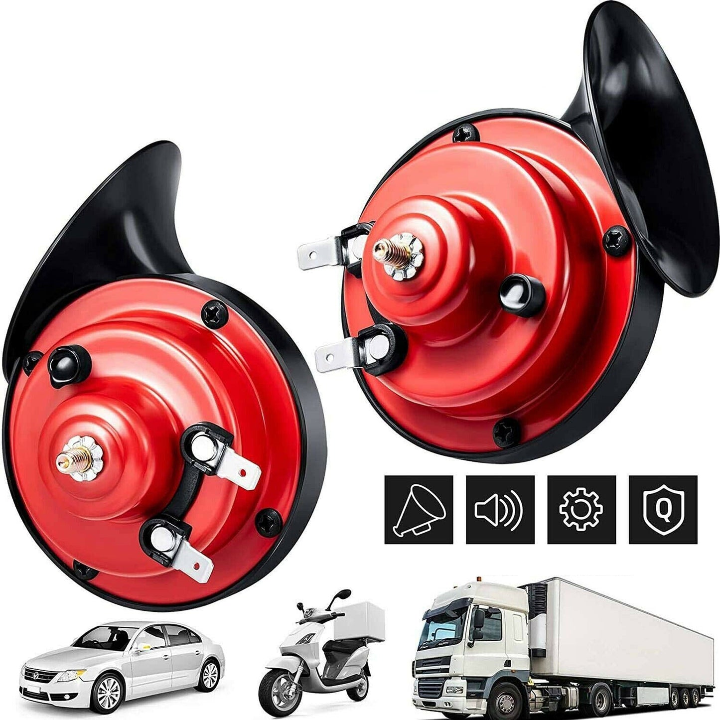 2pcs 300DB Ultra Loud Horn for Motorcycles Cars Trucks and Boats 12V