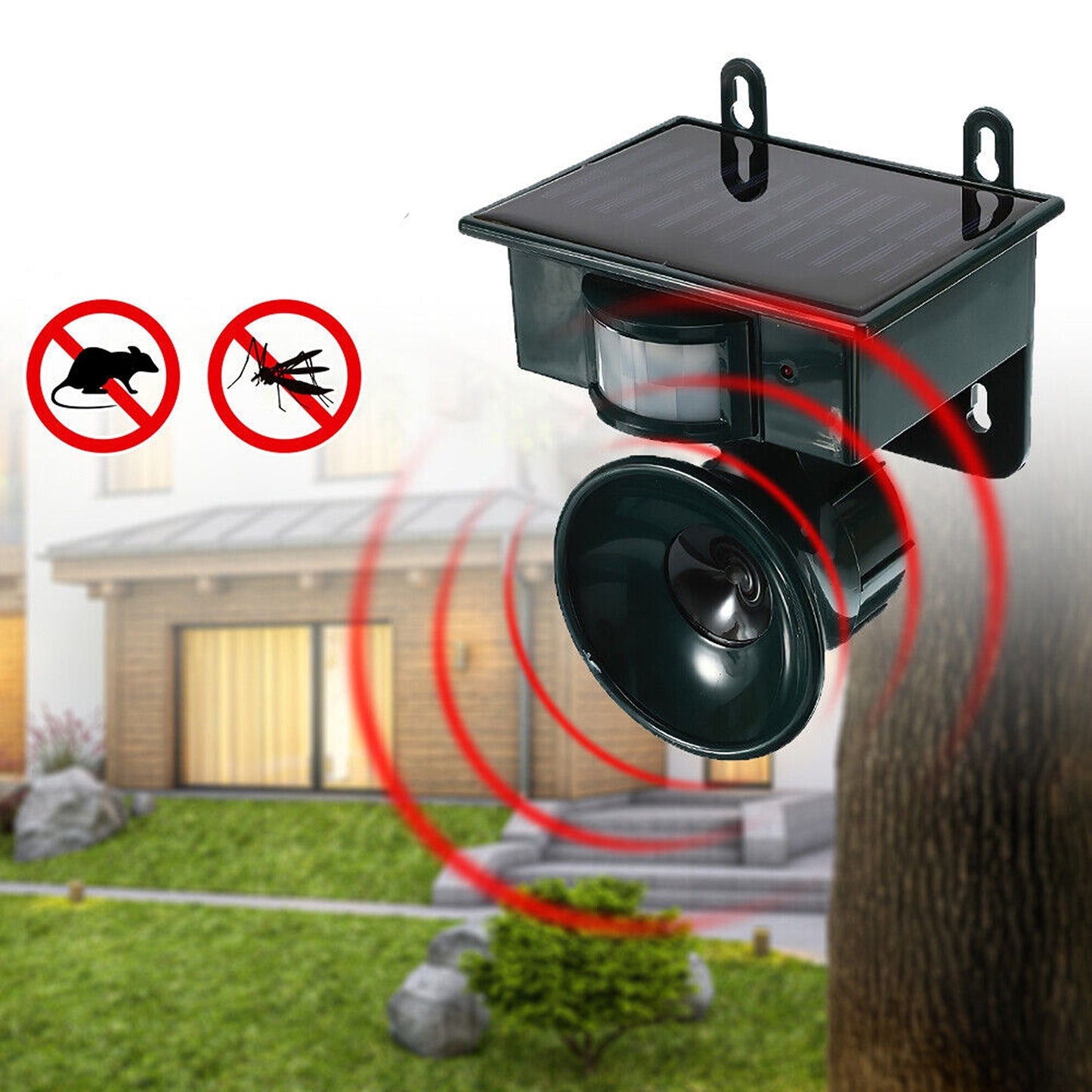 Solar Ultrasonic Bird Repeller Motion Sensor Pest Control for Bats and Birds