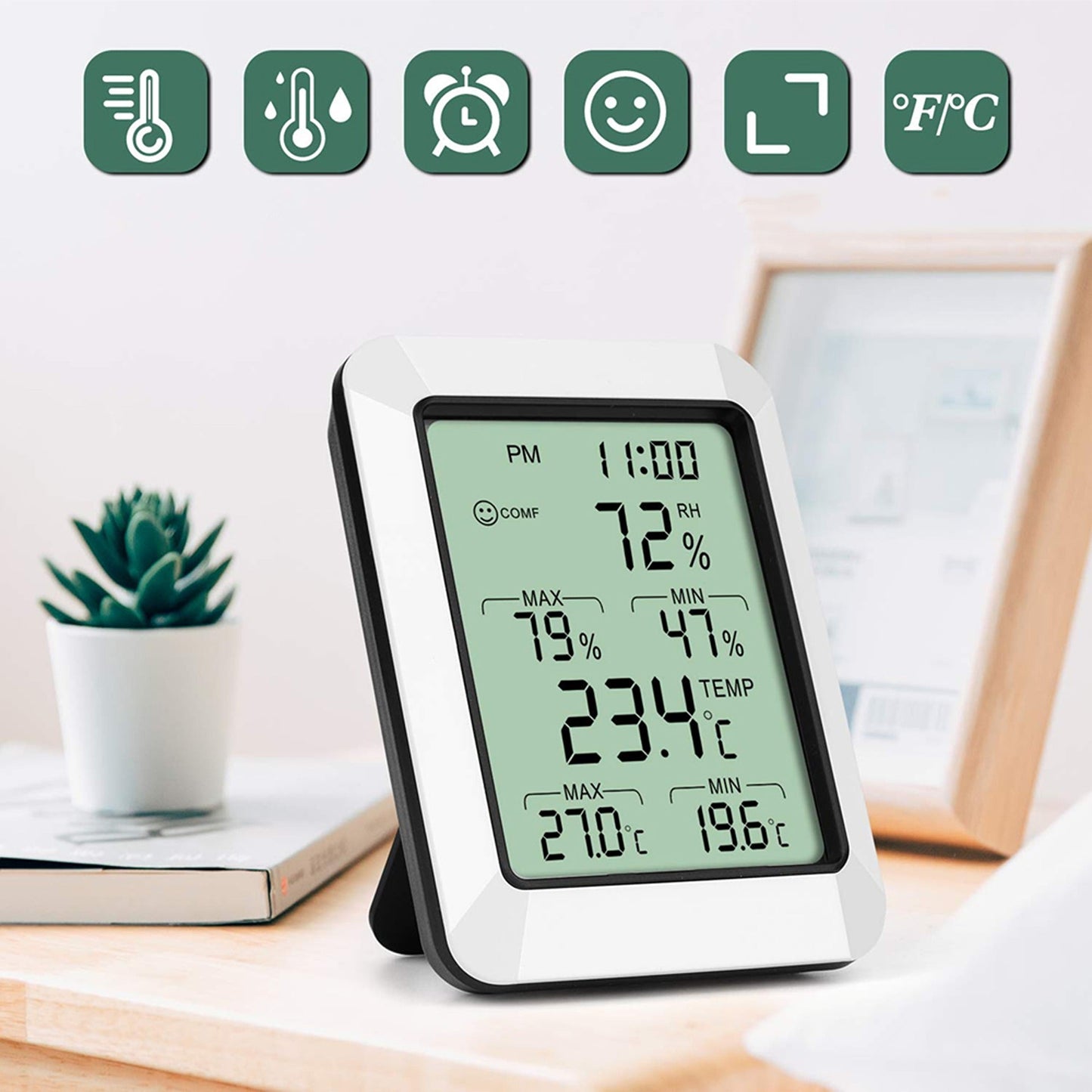 Indoor Outdoor Digital Thermometer Room Temperature Humidity Meter