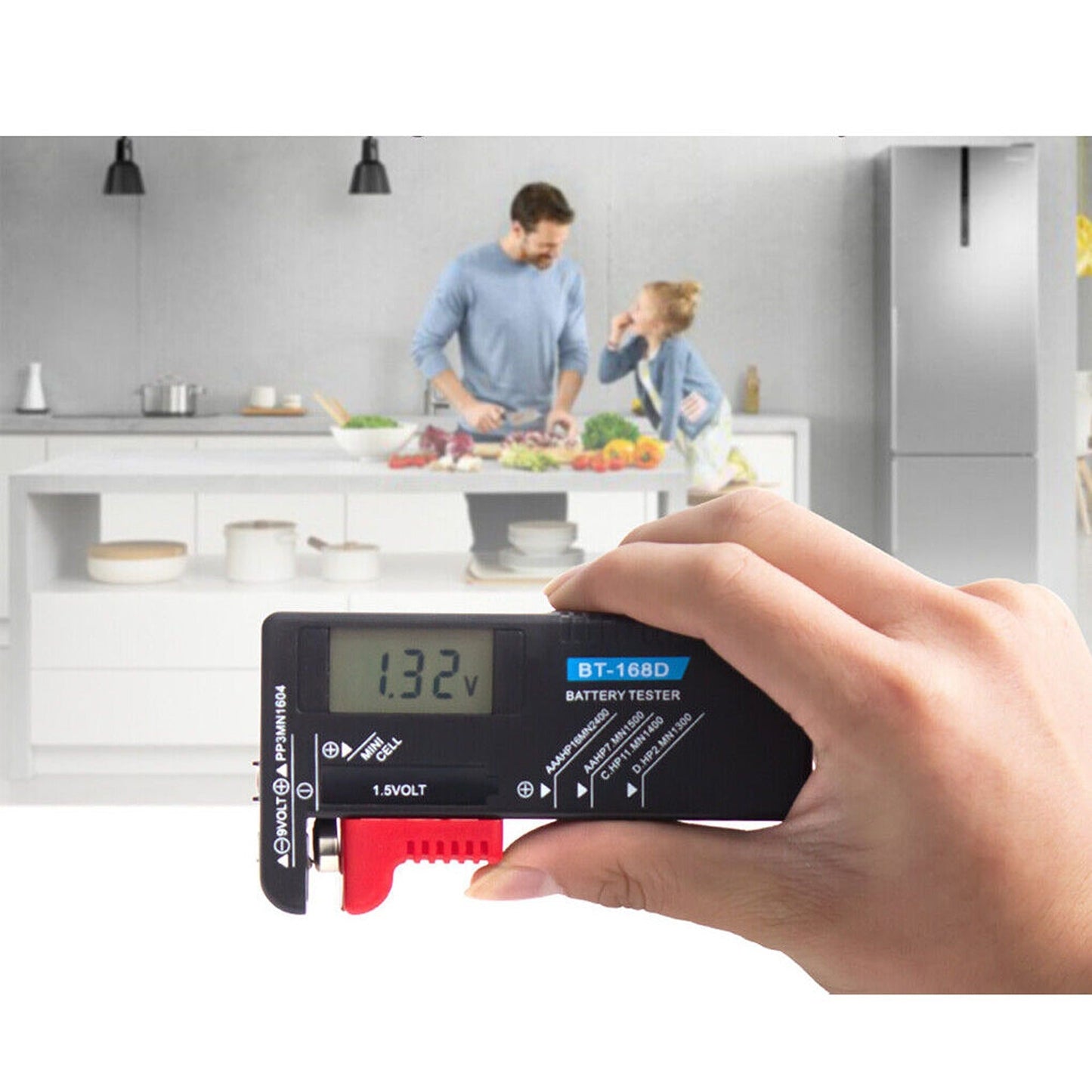 Universal Battery Tester with Digital LCD for Multiple Battery Types 9V 1.5V