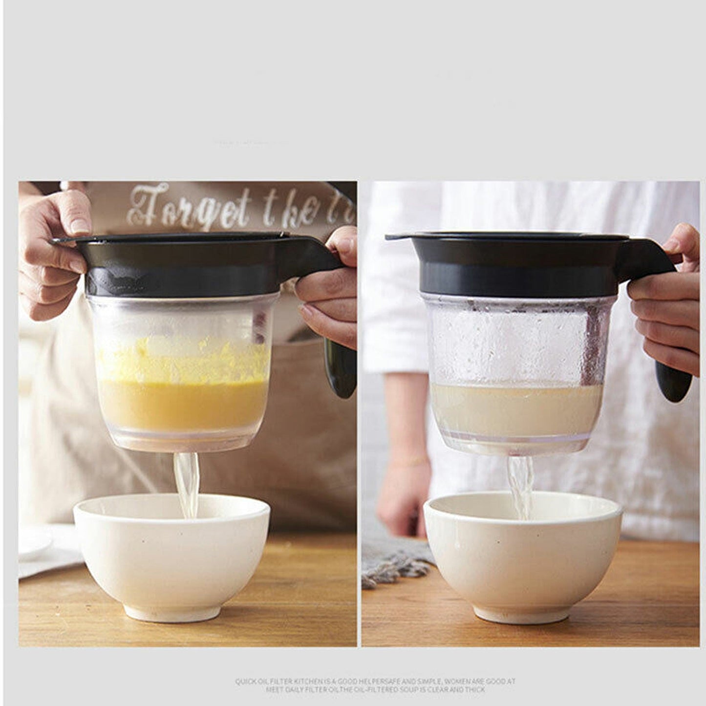 Gravy Fat Separator 1000ml Bottom Release Kitchen Tool with Strainer