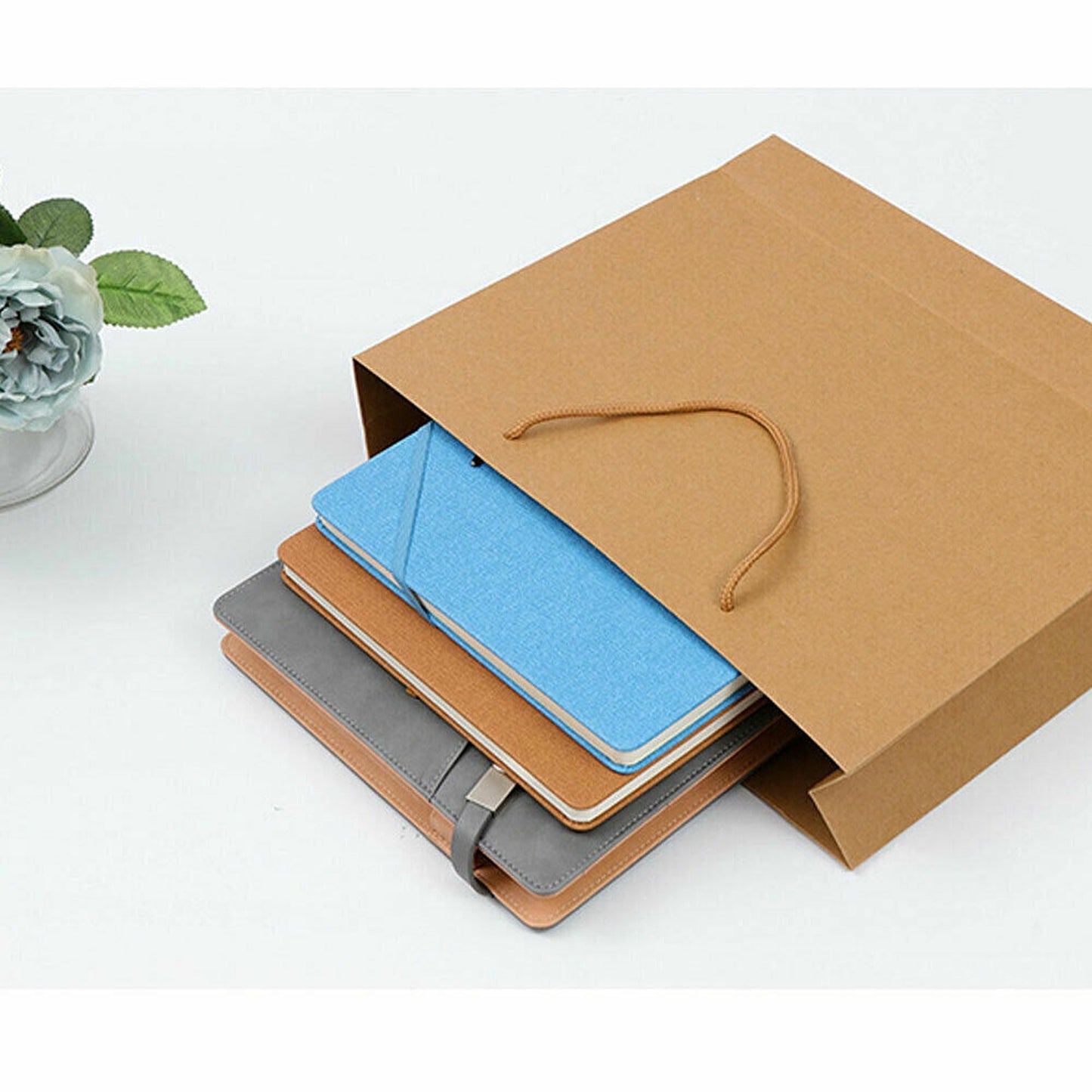 50pcs Bulk Kraft Paper Bags with Rope Handles Gift Shopping Carry Craft