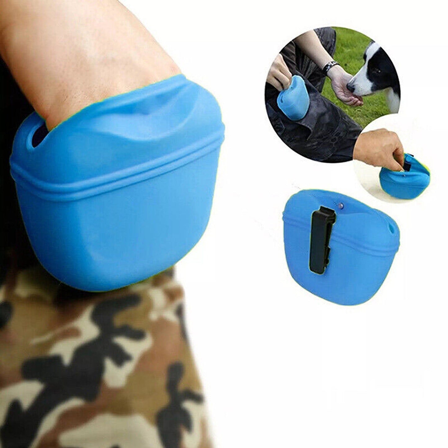 Dog Training Silicone Treat Pouch with Waist Clip