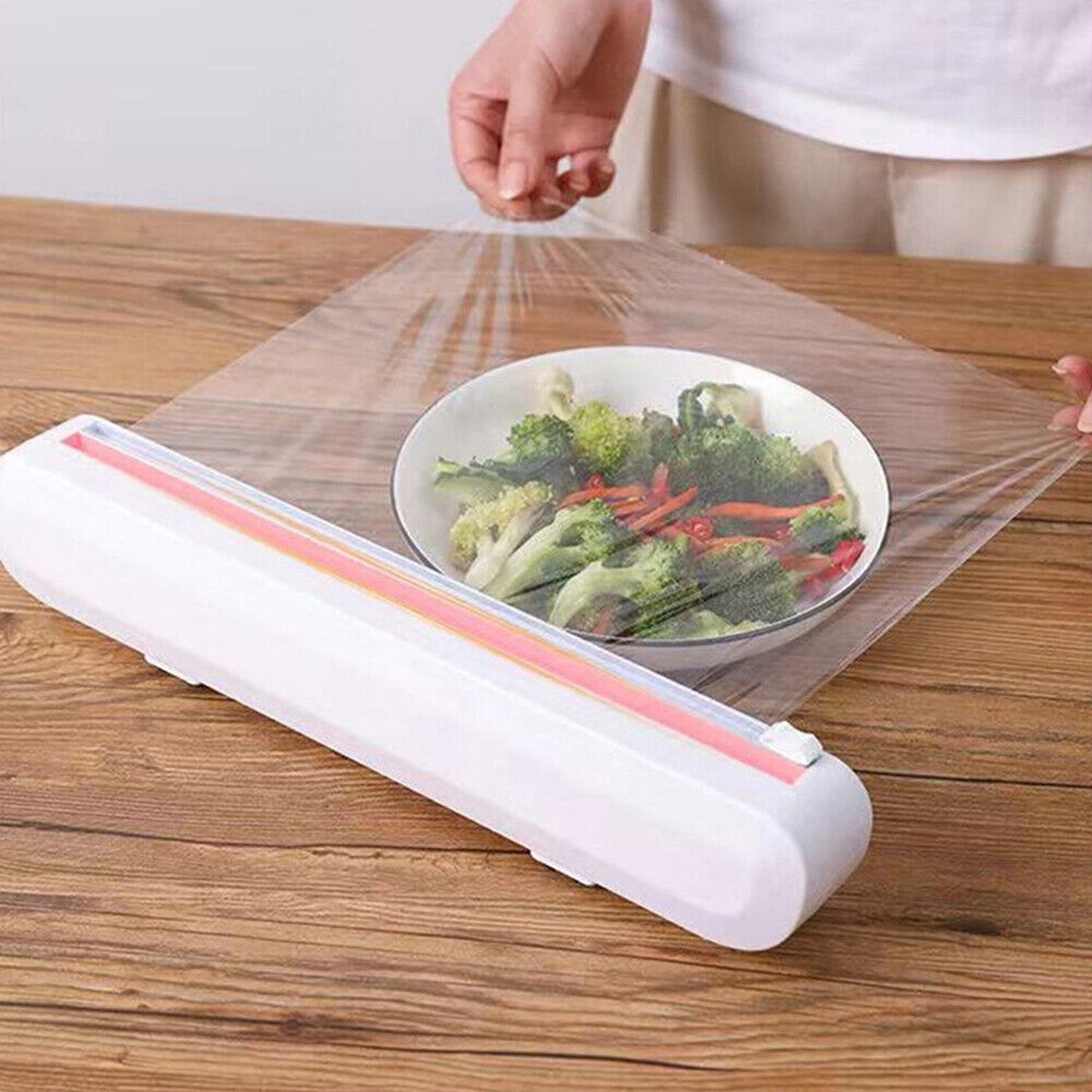 Kitchen Wrap Dispenser with Plastic Cutter for Foil and Cling Film