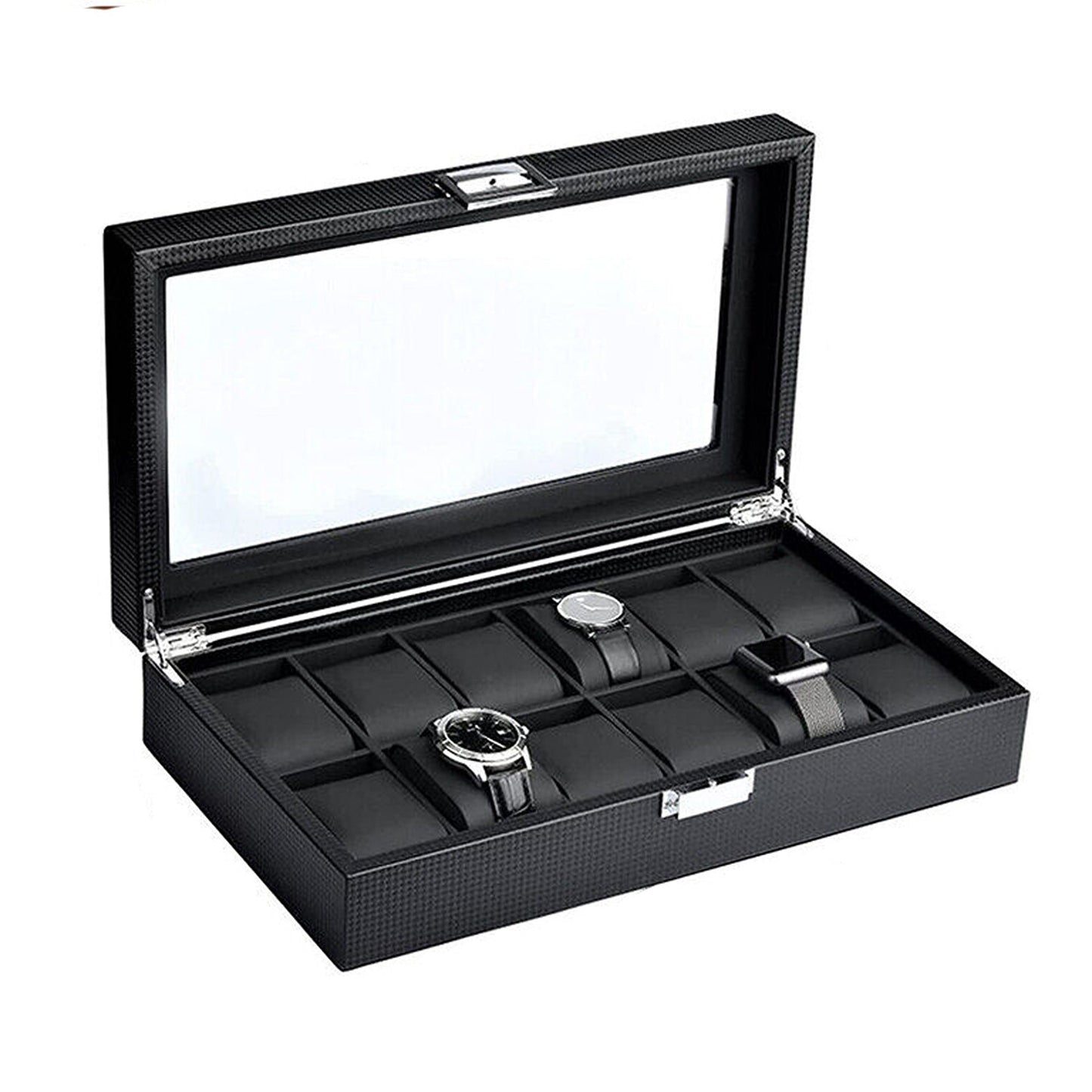 Elegant 12-Slot Watch and Jewelry Storage Display Case
