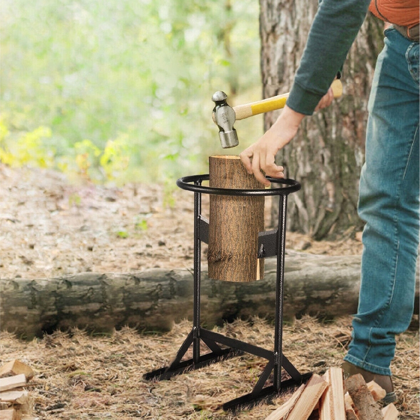 Manual Heavy Duty Firewood Splitter V-Shaped Log Wood Cutter