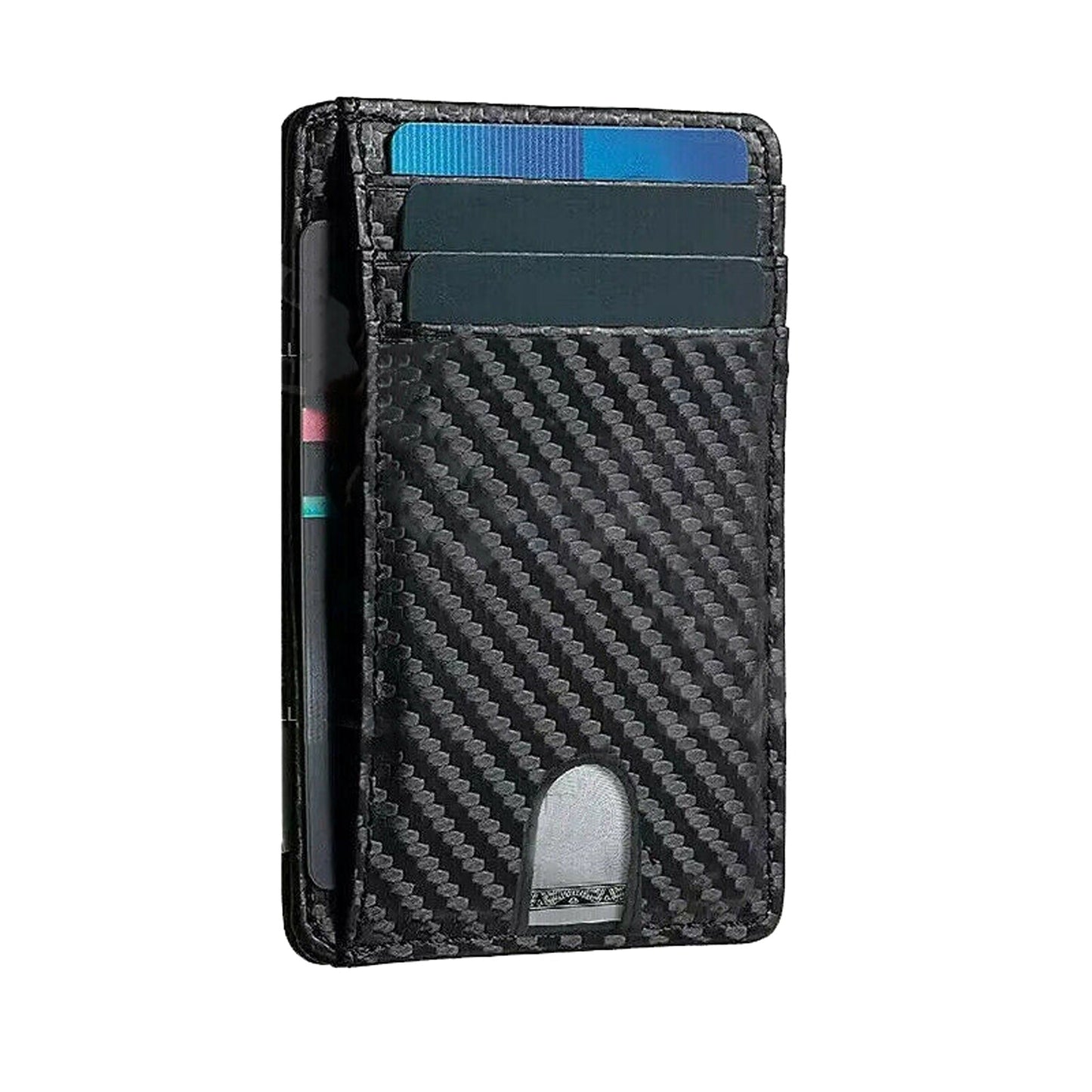 Slim RFID Blocking Carbon Fiber Wallet Minimalist Card Holder Leather Case