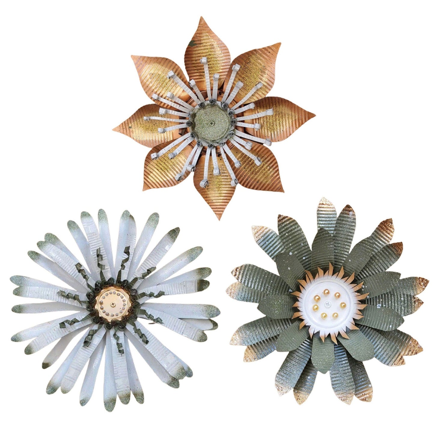 Large Indoor/Outdoor Metal Flower Wall Art Sculptural Hanging Decor