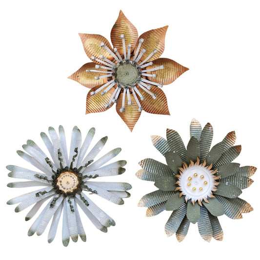 Large Indoor/Outdoor Metal Flower Wall Art Sculptural Hanging Decor
