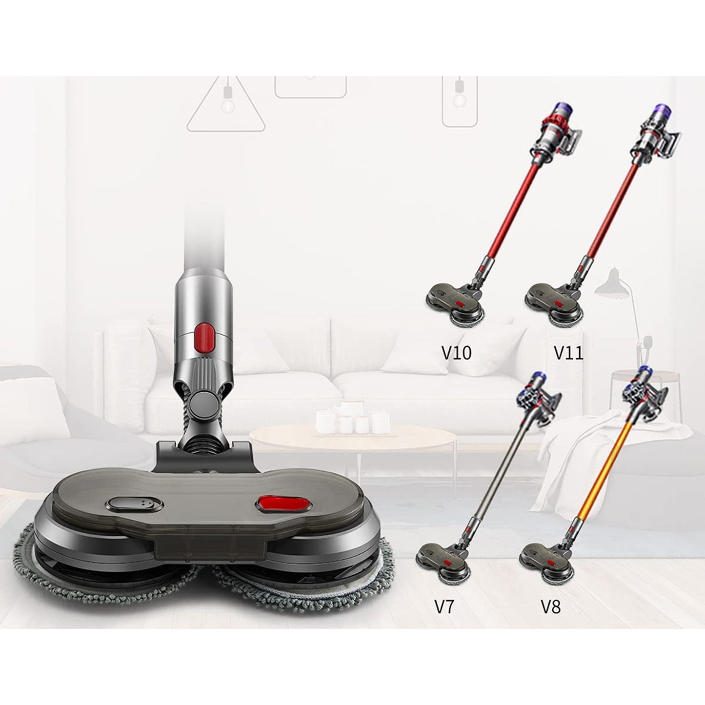 Cordless Motorised Mop Attachment for Dyson Vacuum Cleaners V7 V8 V10 V11 Wet Dry