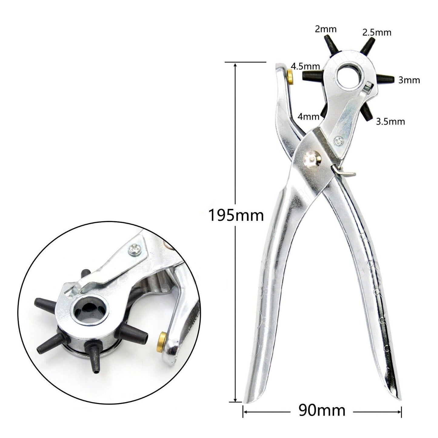 Heavy-Duty Leather Belt Eyelet Hole Punch Plier Tool 2mm to 4mm