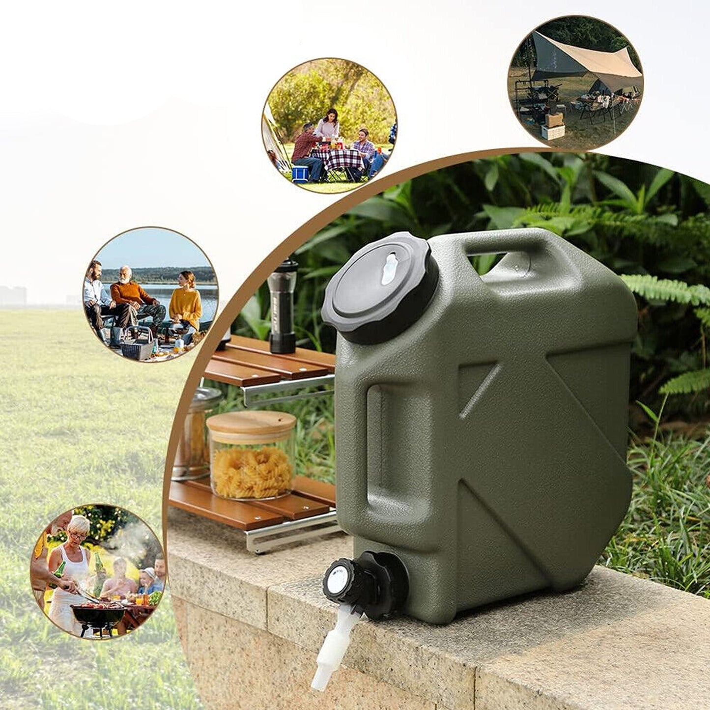 12L Portable Outdoor Camping Water Container with Storage Tap