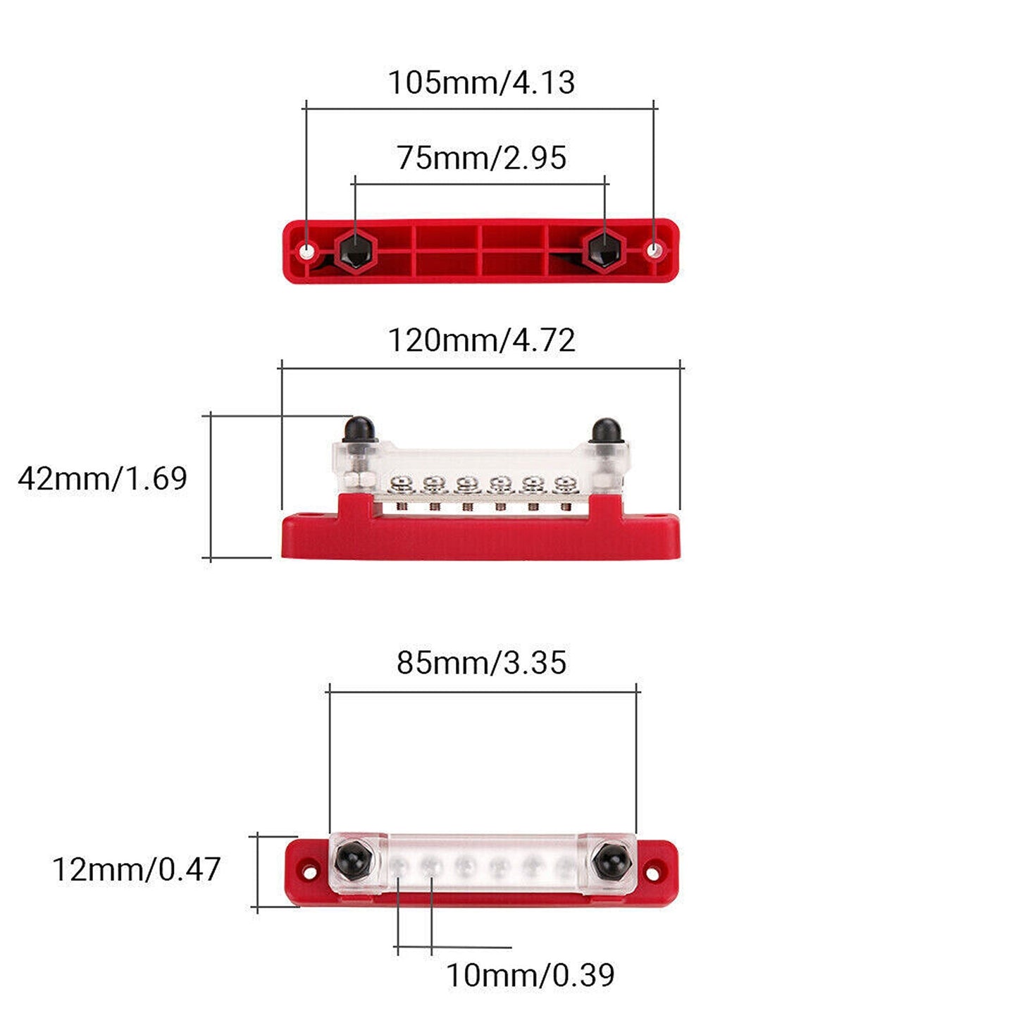 Power Distribution Block for Car Battery Connection Dual Terminal